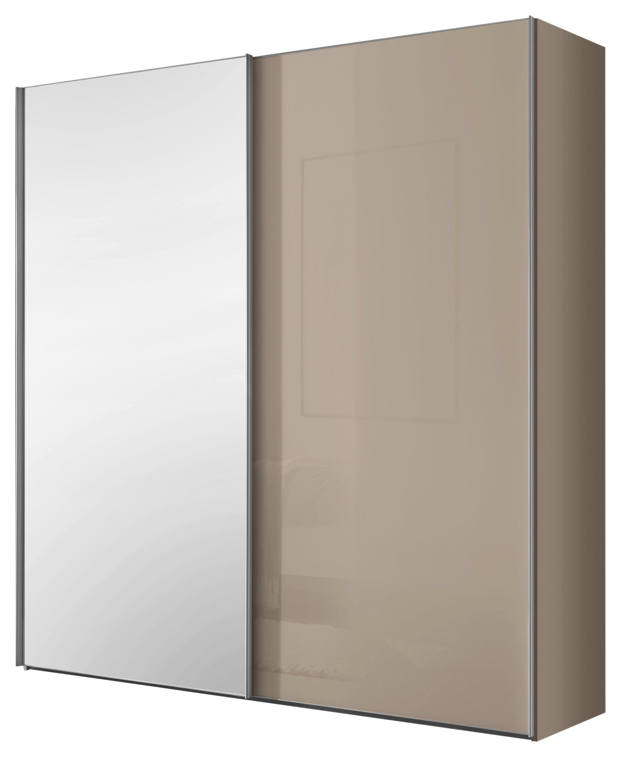 Schwebetürenschrank Lumos Sandfarben - couleur d'aluminium/couleur sable, Konventionell, métal/verre (200/222/68cm) - Based