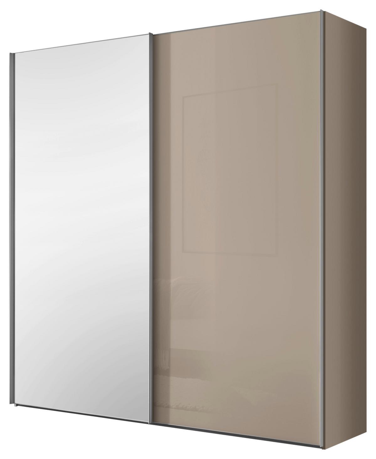 Schwebetürenschrank Lumos Sandfarben - couleur d'aluminium/couleur sable, Konventionell, métal/verre (200/222/68cm) - Based