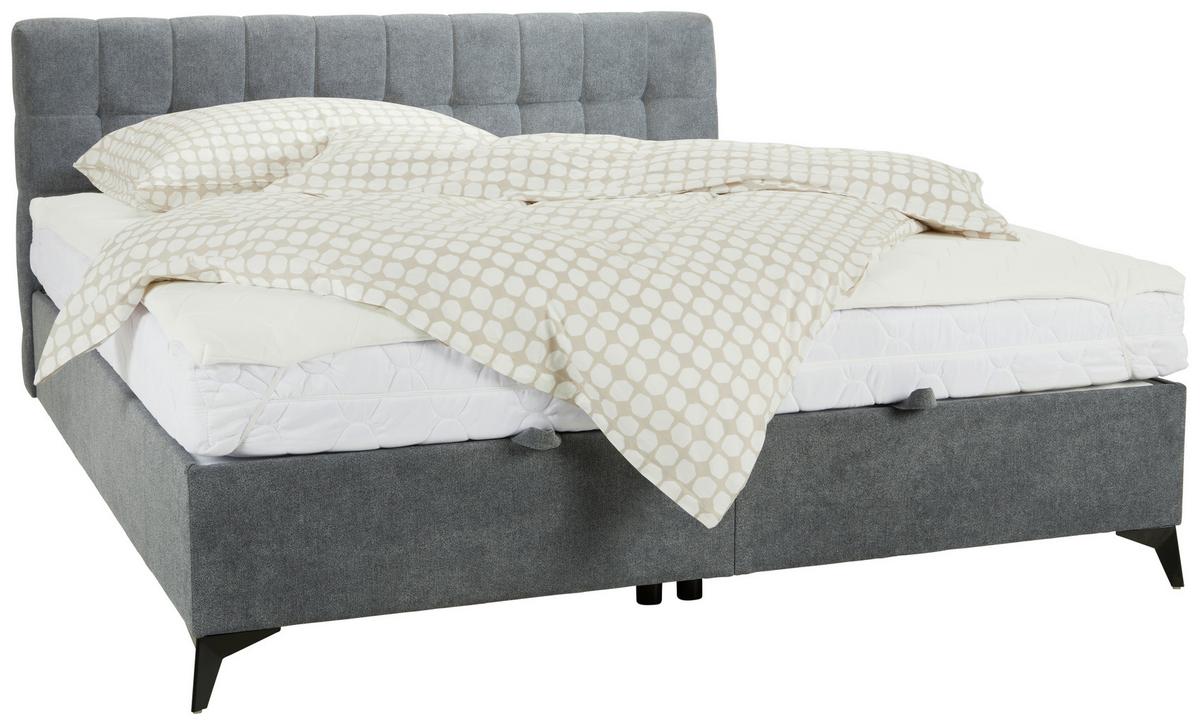 Boxbett Magic in Grau ca. 180x200cm - Schwarz/Grau, KONVENTIONELL, Holzwerkstoff/Kunststoff (180/200cm) - Mömax