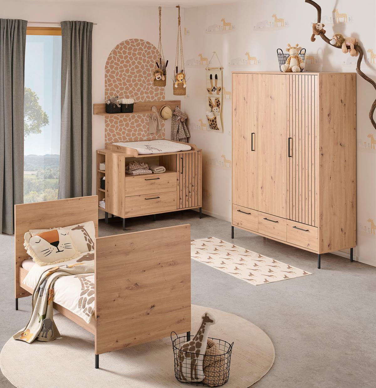 ŁÓŻKO SZCZEBELKOWE LINE - dąb artisan, Trend, materiał drewnopochodny (78/93/144cm) - Jimmylee