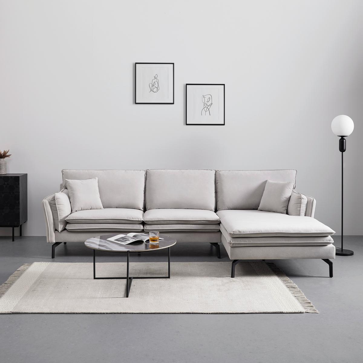 Sarokkanapé Lani - világosszürke, Modern, textil/fa (296/86/89-170cm) - Bessagi Home