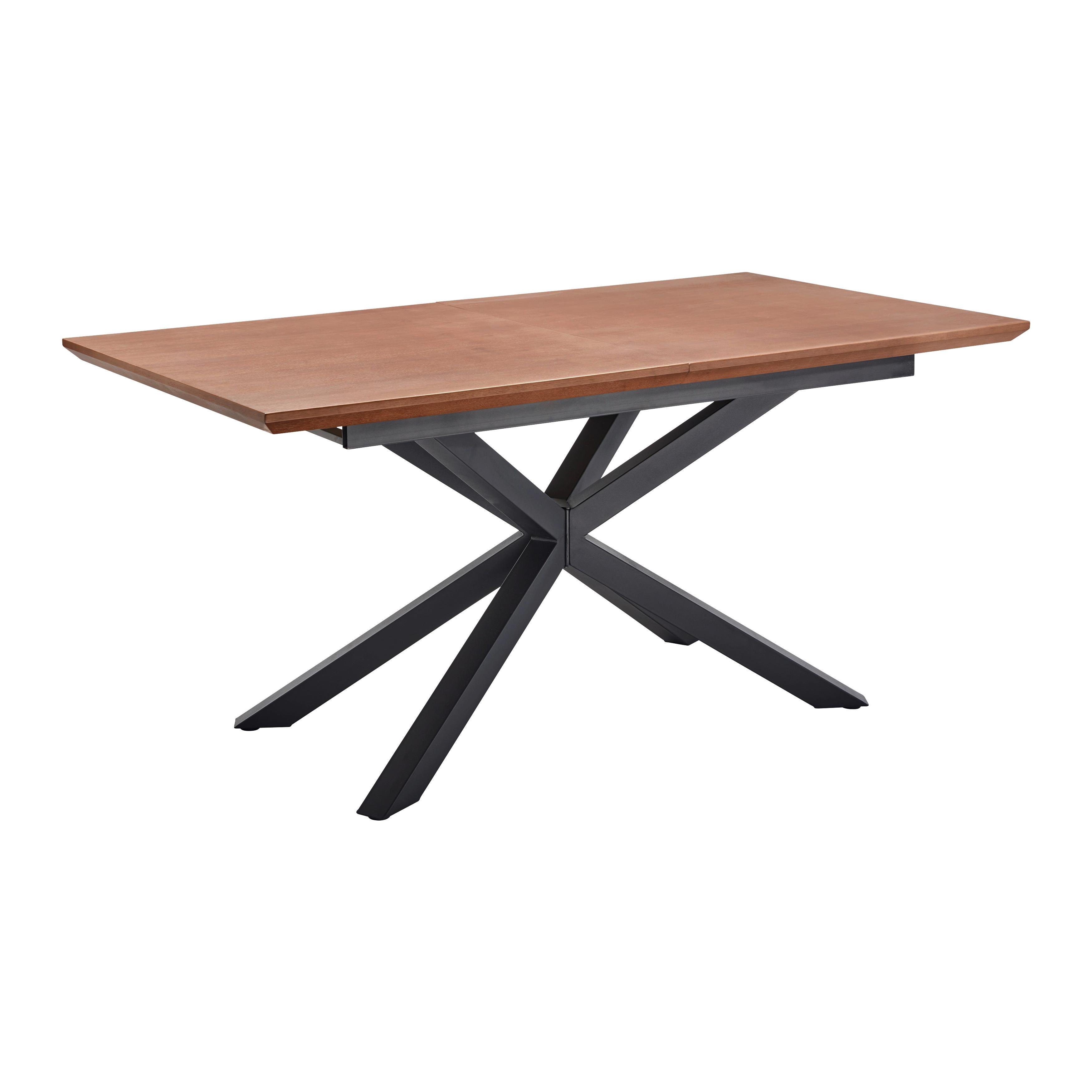 table à rallonge Wallnussfarben  160-200x90cm - Walnussfarben/Schwarz, Modern, Holz/Metall (160-200/77/90cm) - Bessagi Home