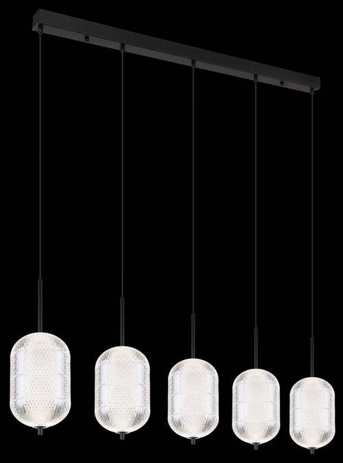LED-Hängeleuchte Kurius Schwarz max. 60 Watt - Klar/Schwarz, KONVENTIONELL, Kunststoff/Metall (118/15/120cm) - Globo