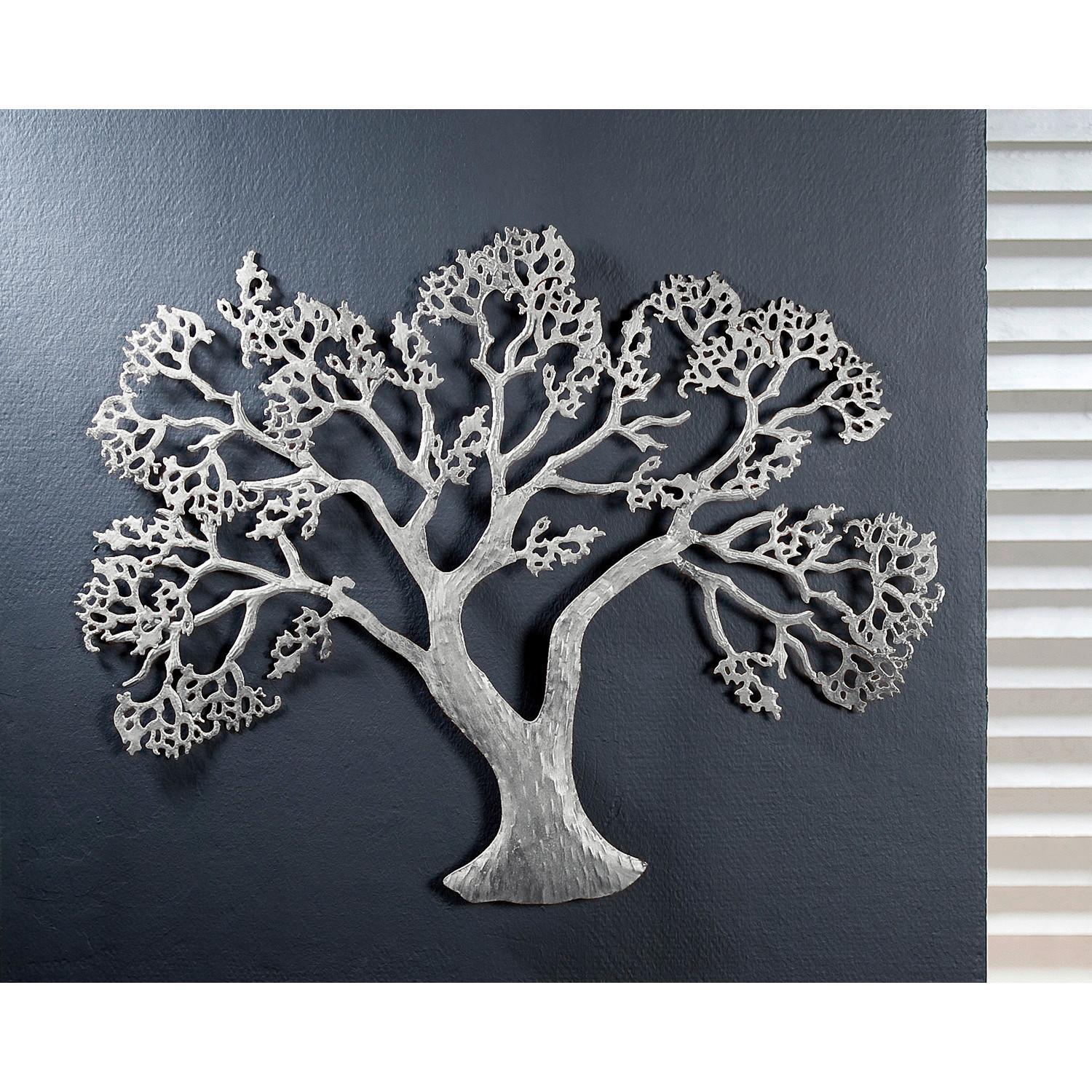 Metallbild Baum Silberfarben ca. 78x62cm - Silberfarben, Basics, Metall (78/62cm)