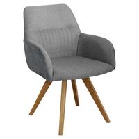 KRZESŁO Z PODŁOKIETNIKAMI VERONA - kolor dębowy/jasnoszary, Konventionell, drewno/tkanina (61/88/69cm) - Linea Natura