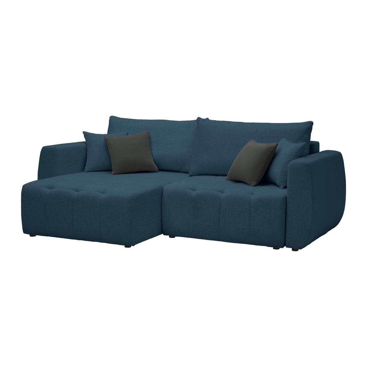 Schlafsofa Bologna Dunkelblau - Schwarz/Dunkelblau, Kunststoff/Textil (245/74-90/104cm) - Mömax