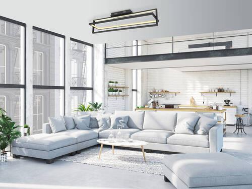 LED-Deckenleuchte Flips Opal/Schwarz max. 23 Watt - Opal/Schwarz, Trend, Kunststoff/Metall (82/18/21,5cm) - Globo