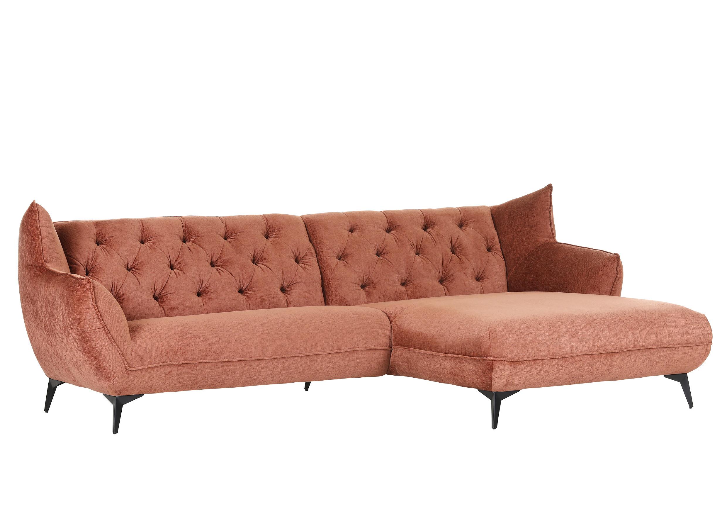 Wohnlandschaft Bogoni Rostfarben - Rostfarben/Schwarz, MODERN, Textil/Metall (278/84/168cm) - Mömax