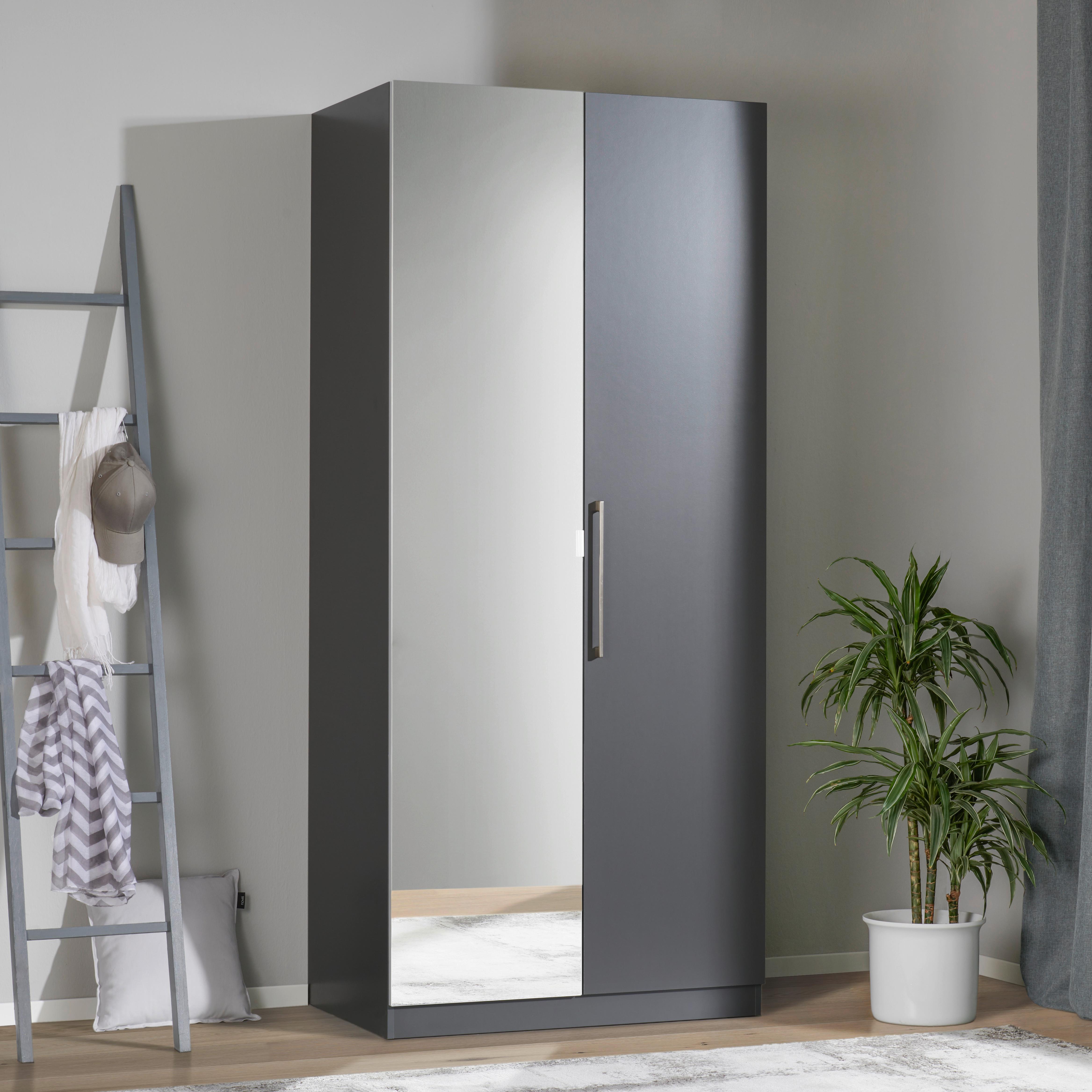 Ușă Unit - culoare aluminiu, Modern, sticlă/material pe bază de lemn (45,3/202,6/1,8cm) - Ondega