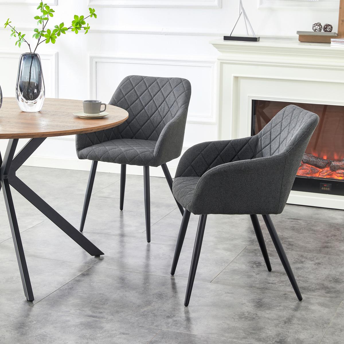 Set Stolov Lea, Antracit, 2 Kos - črna/antracit, Moderno, kovina/tekstil (56/83/60cm) - MID.YOU