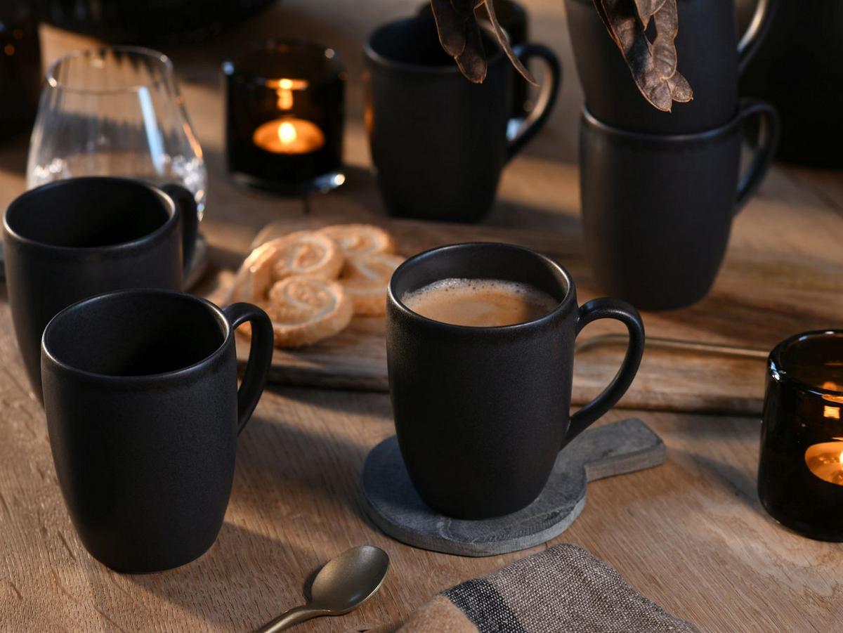 Kaffeebecherset Soft Touch Schwarz, 6-teilig - Schwarz, Basics, Keramik (300ml) - Creatable