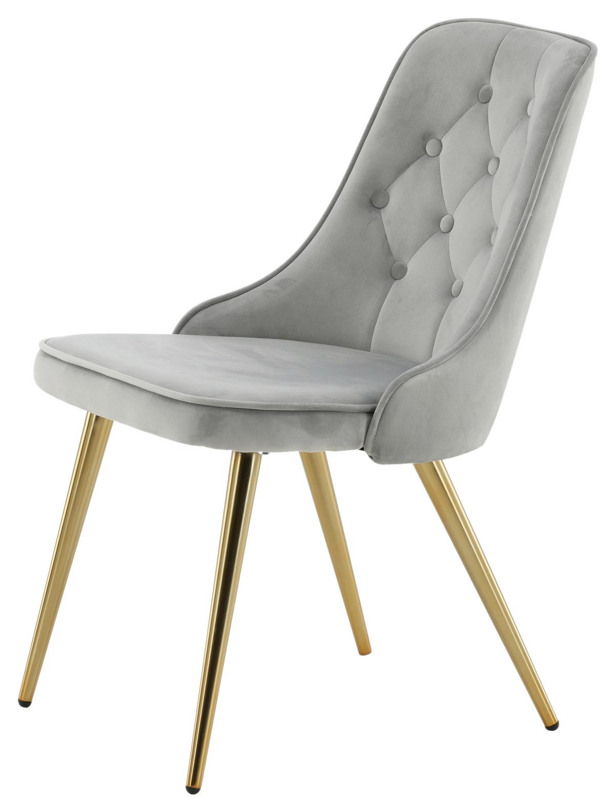 STUHL-SET VELVET DELUXE - Goldfarben/Hellgrau, Design, Kunststoff/Textil (50/88.5/66cm) - Livetastic