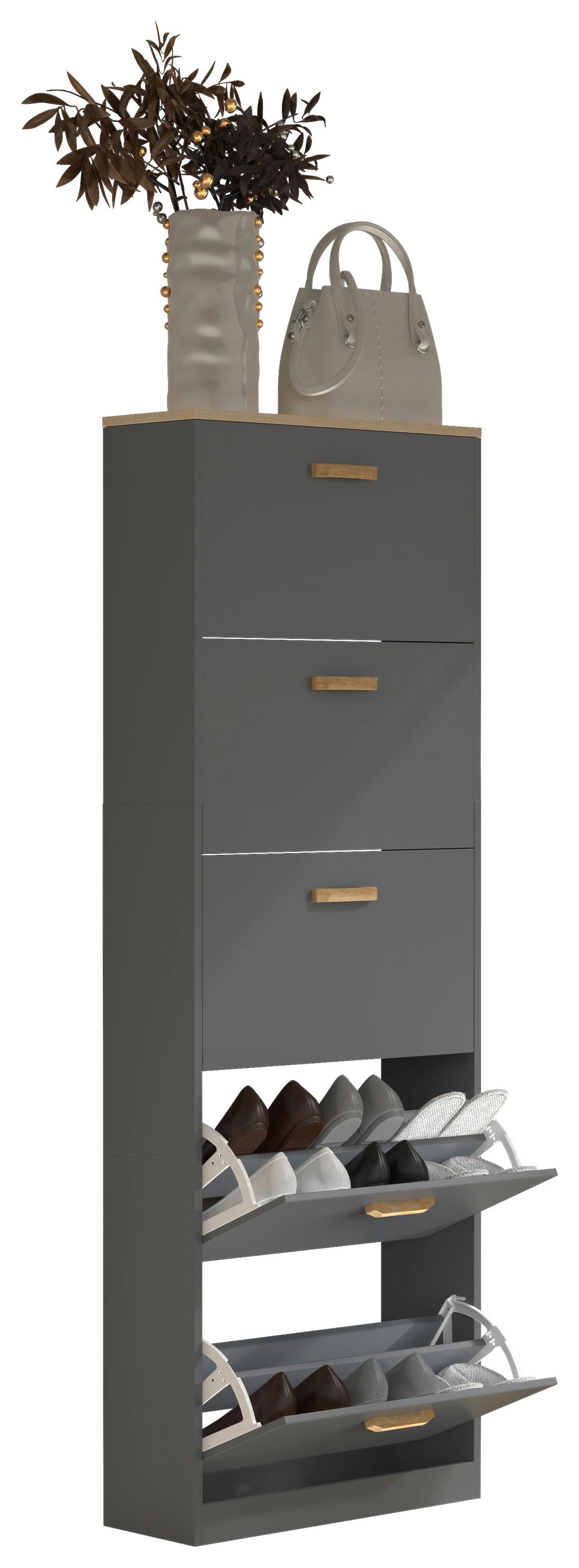 SCHUHSCHRANK HALOM XL - Honigeiche/Anthrazit, Lifestyle, Holzwerkstoff (59/170/22cm) - MID.YOU