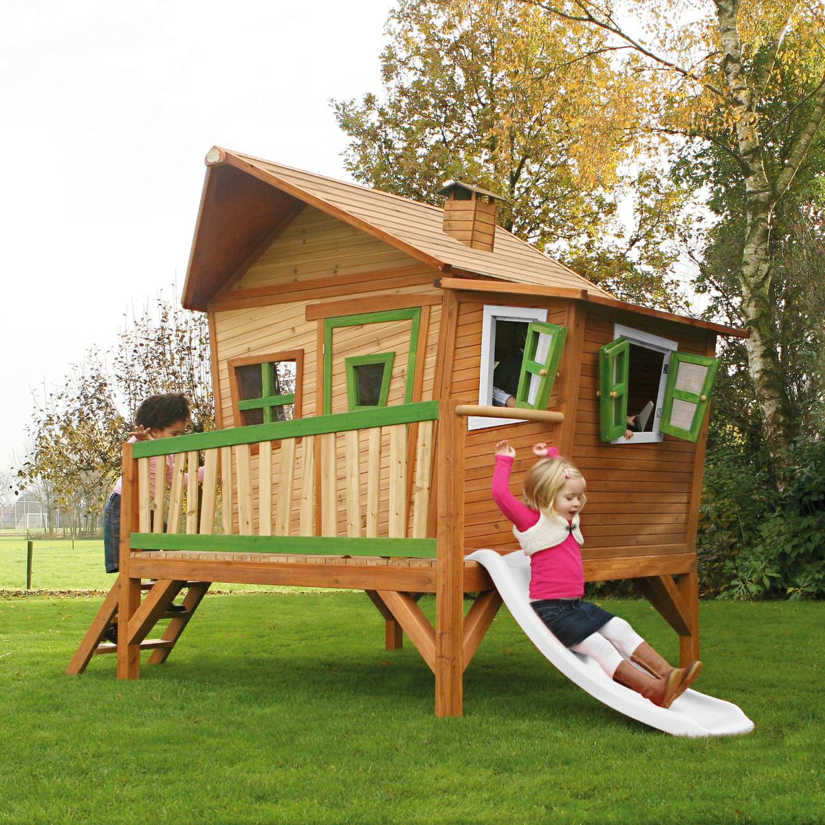 Speilhaus "Emma", Braun, Grün, Weiß - Hellgrün/Braun, KONVENTIONELL, Holz/Kunststoff (123/12,8/152cm) - Ambia Garden