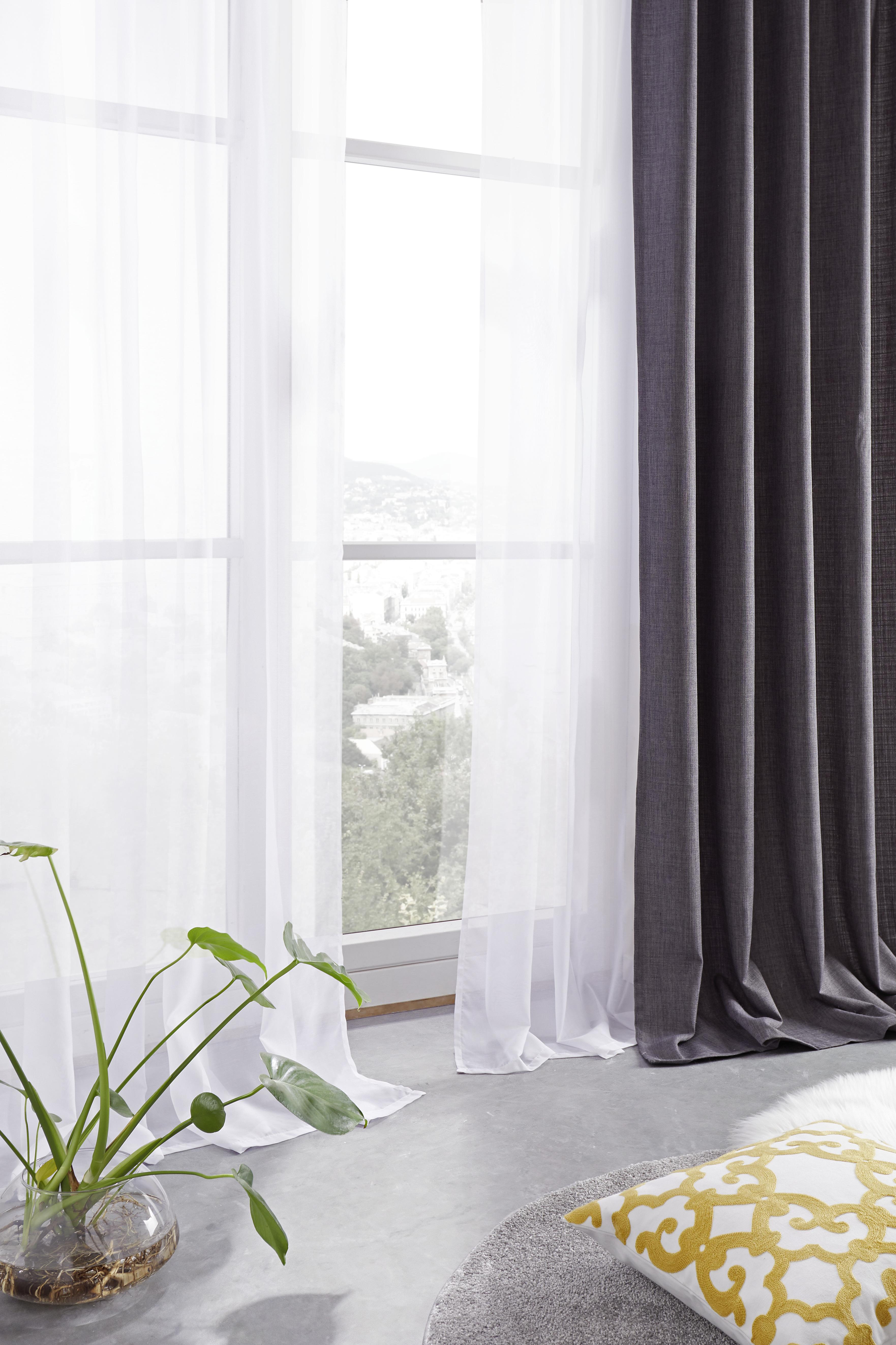 GARDINLÄNGD LEO -AKT- -EXT- - grå, textil (135/255cm) - Premium Living