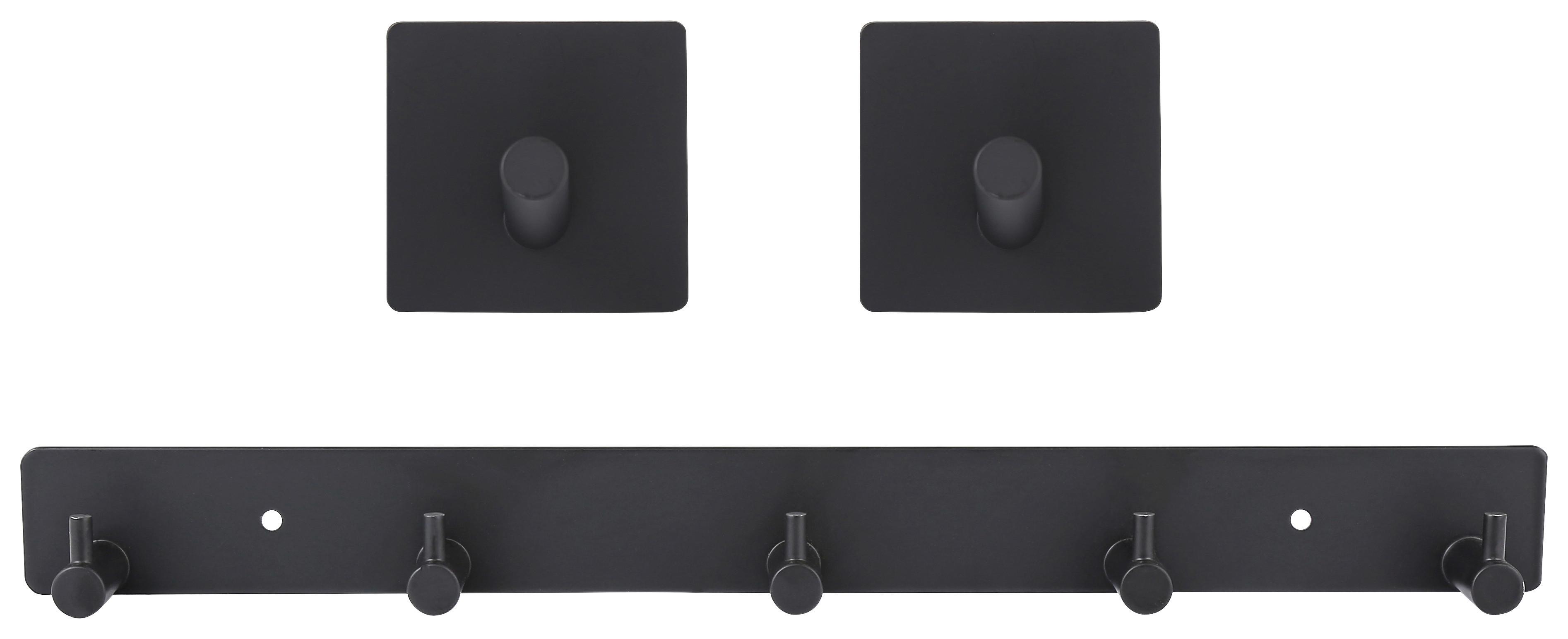 Cuier de perete cu cârlige BERT - negru, Modern, metal (35,5/3,3/3,5cm) - Modern Living