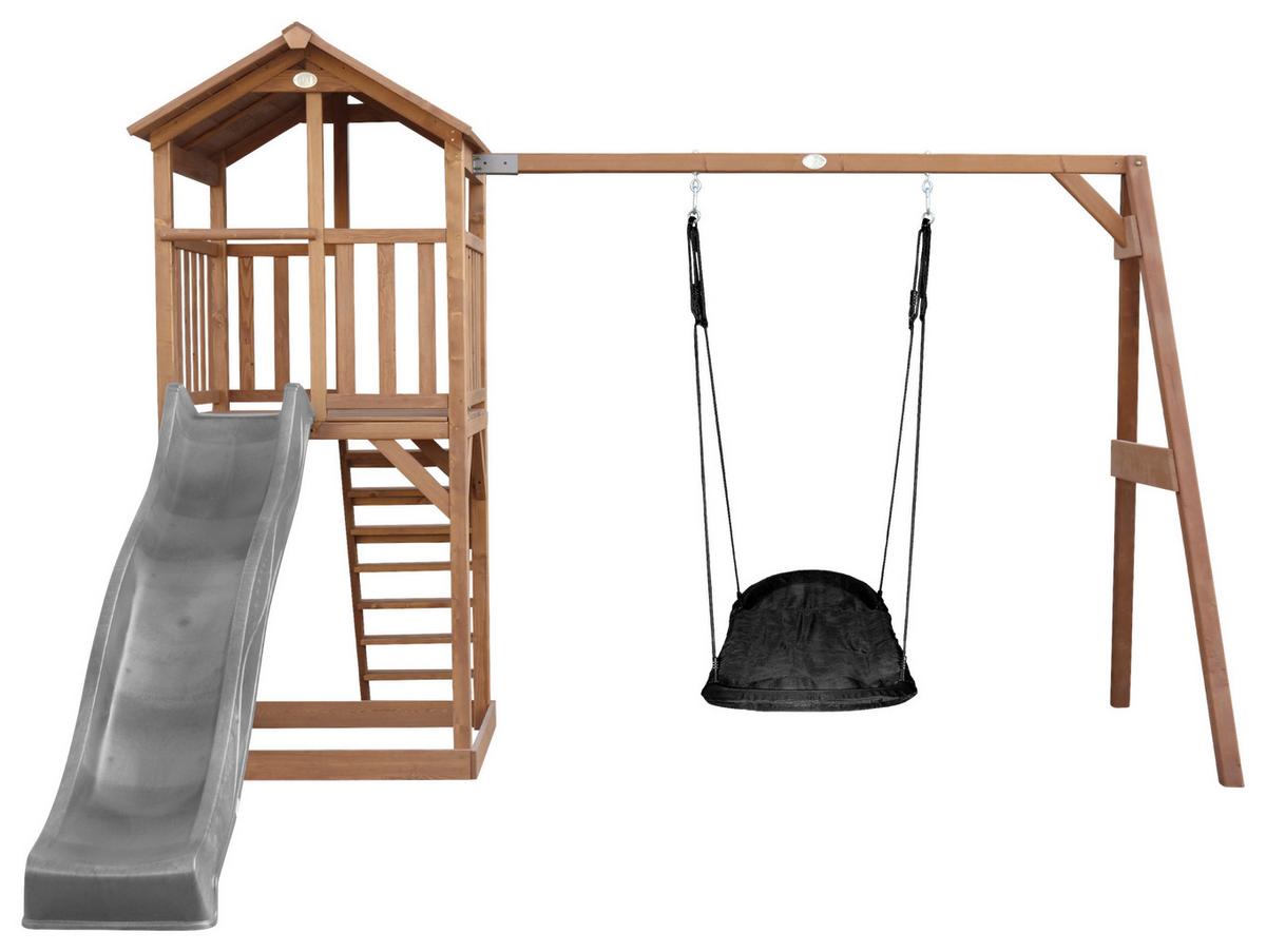 SPIELTURM A025.124.80 - Blau/Schwarz, KONVENTIONELL, Holz/Kunststoff (356,6/241,9/349cm) - Ambia Garden
