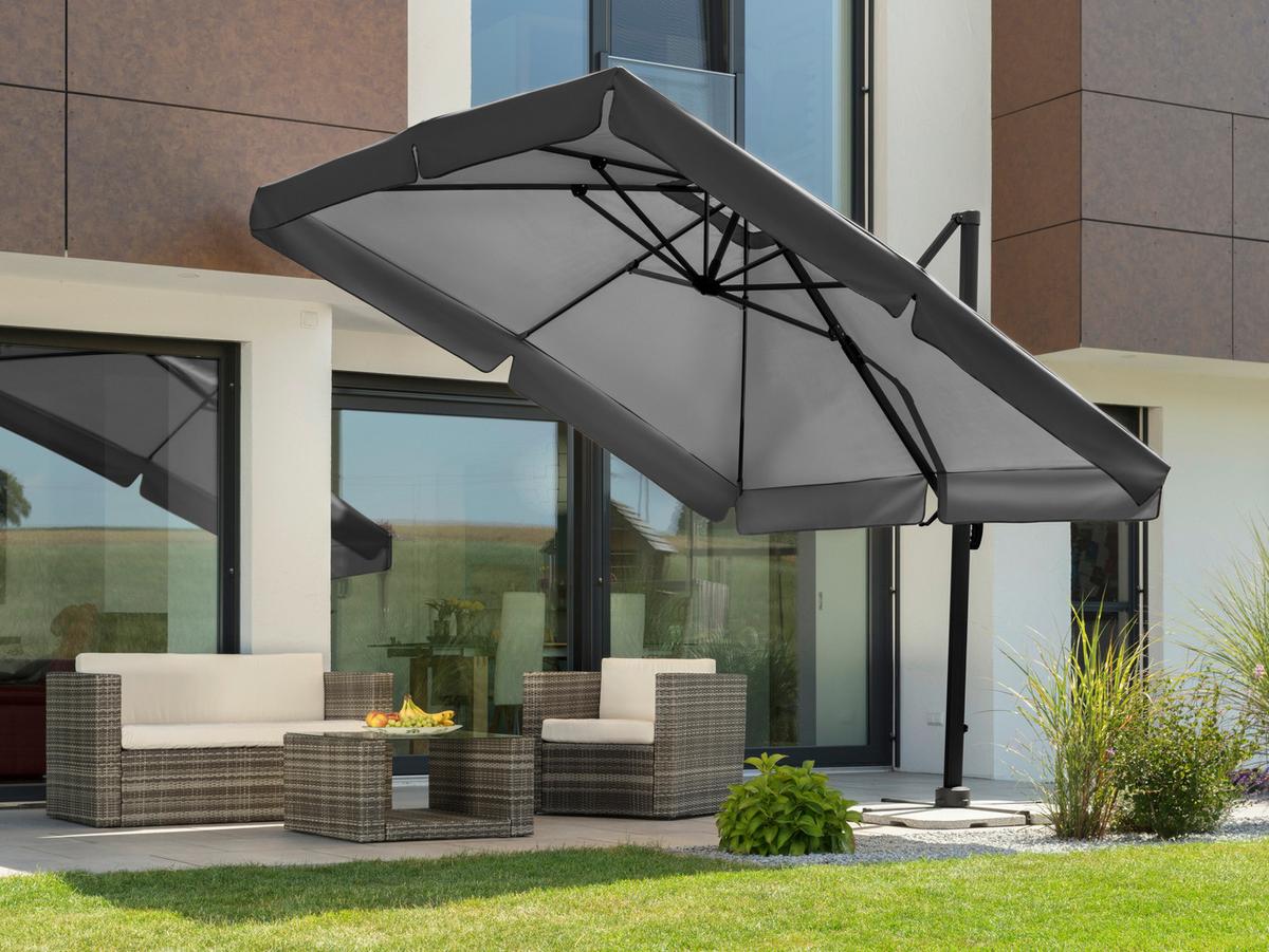 Ampelschirm Rhodos ca. 359x273 x300 cm Anthrazit - Anthrazit, Basics, Textil/Metall (359/273/300cm) - Schneider