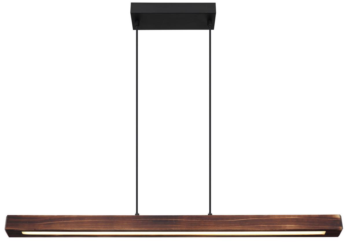 Viseča Led-svetilka 15536h Tibeon - črna/temno rjava, Natur, kovina/umetna masa (90/8/120cm) - Globo