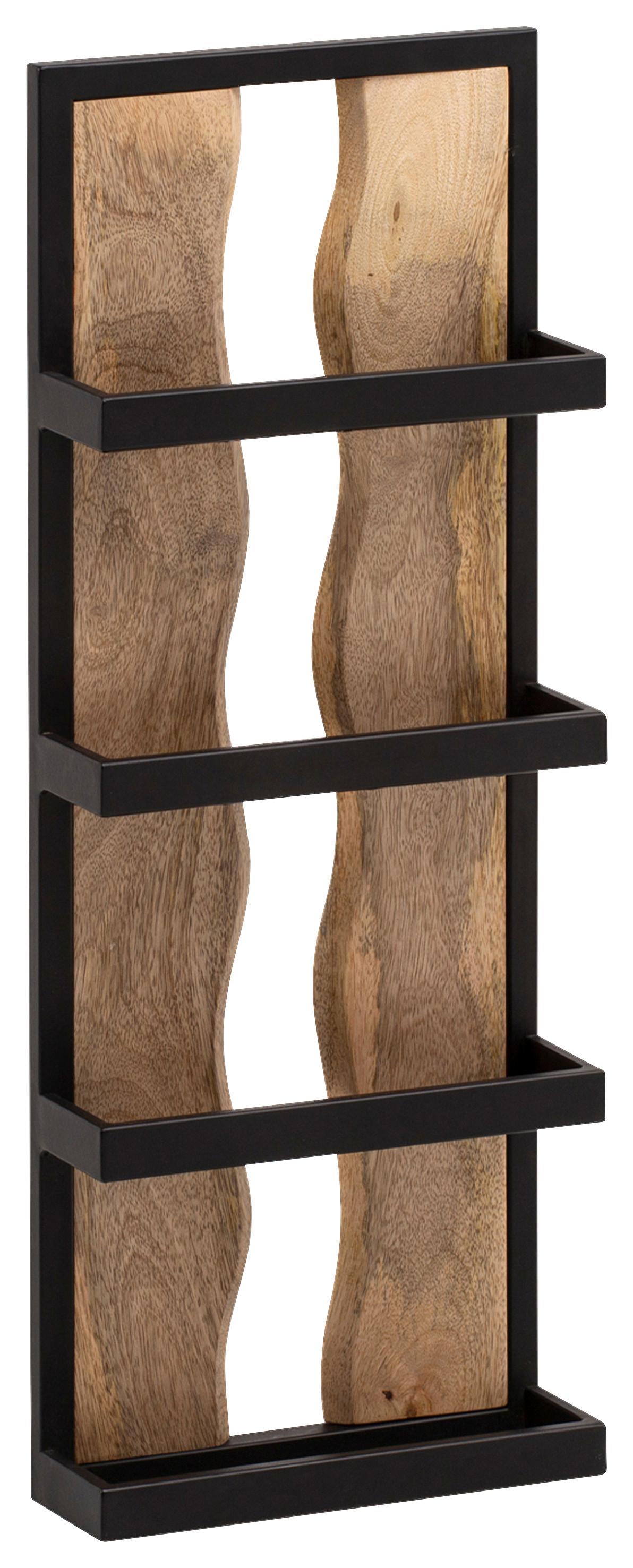 Stenski Regal Wl6.773 - črna/rjava, Trendi, kovina/les (80/30/10cm) - MID.YOU