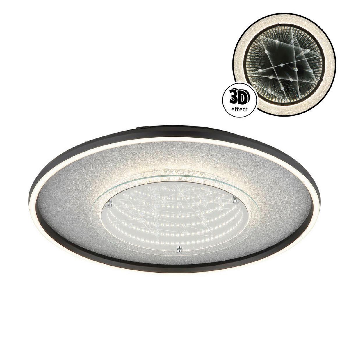 LED Mennyezeti Lámpa 68288d3 Mirrora - fekete/ezüstszínű, Design, műanyag/üveg (51,5/6,8cm) - Globo