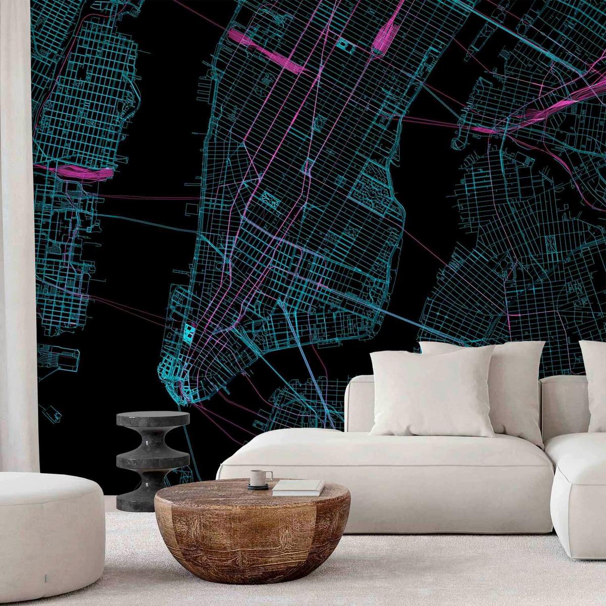 Fototapeta Blue Manhattan, 450x315cm - roza/turkizna, Trendi, tekstil (450/315cm) - artgeist