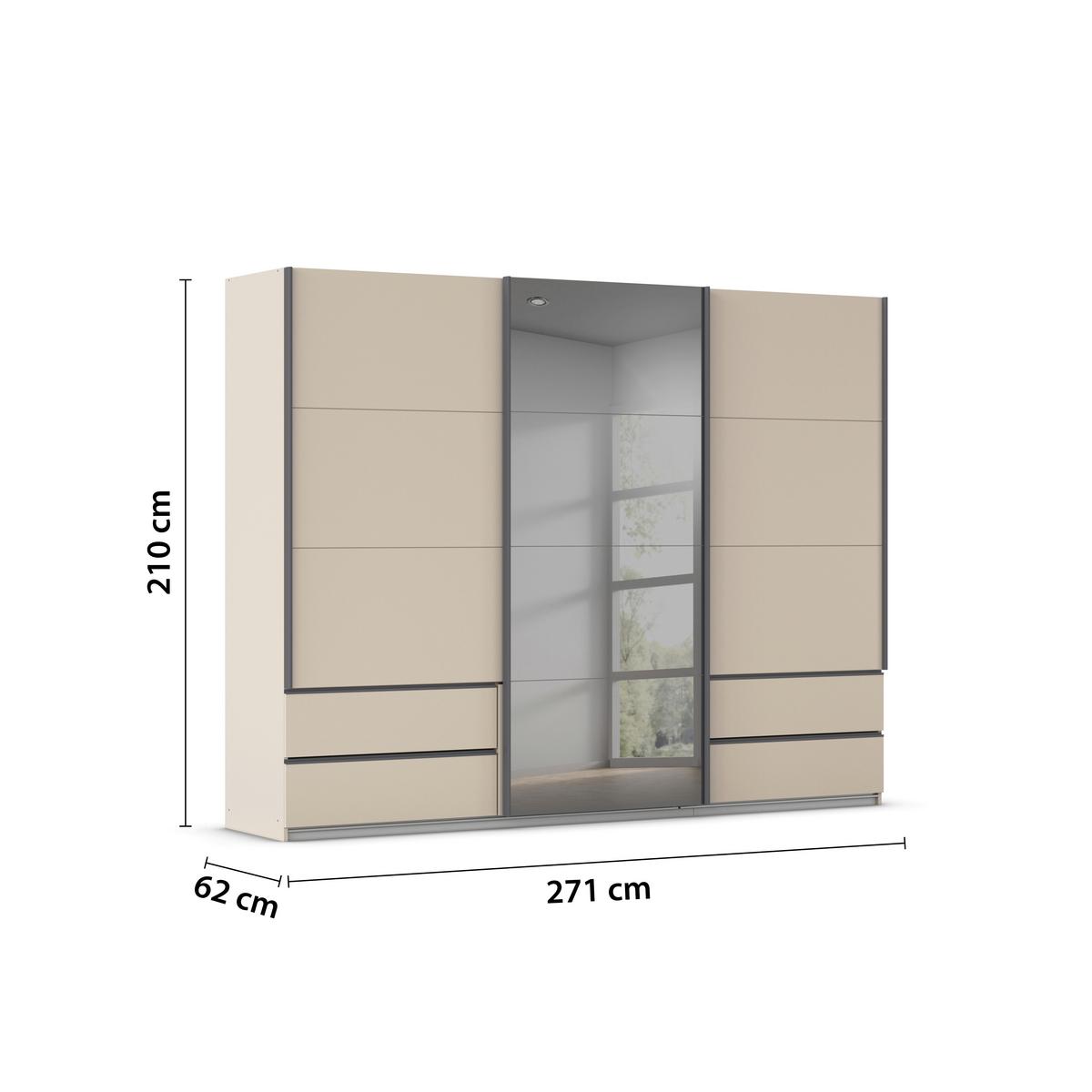Schwebetürenschrank Elara Weiß/Champagnerfarben - Champagner/Weiß, KONVENTIONELL, Holzwerkstoff (271/210/62cm) - Premium Living