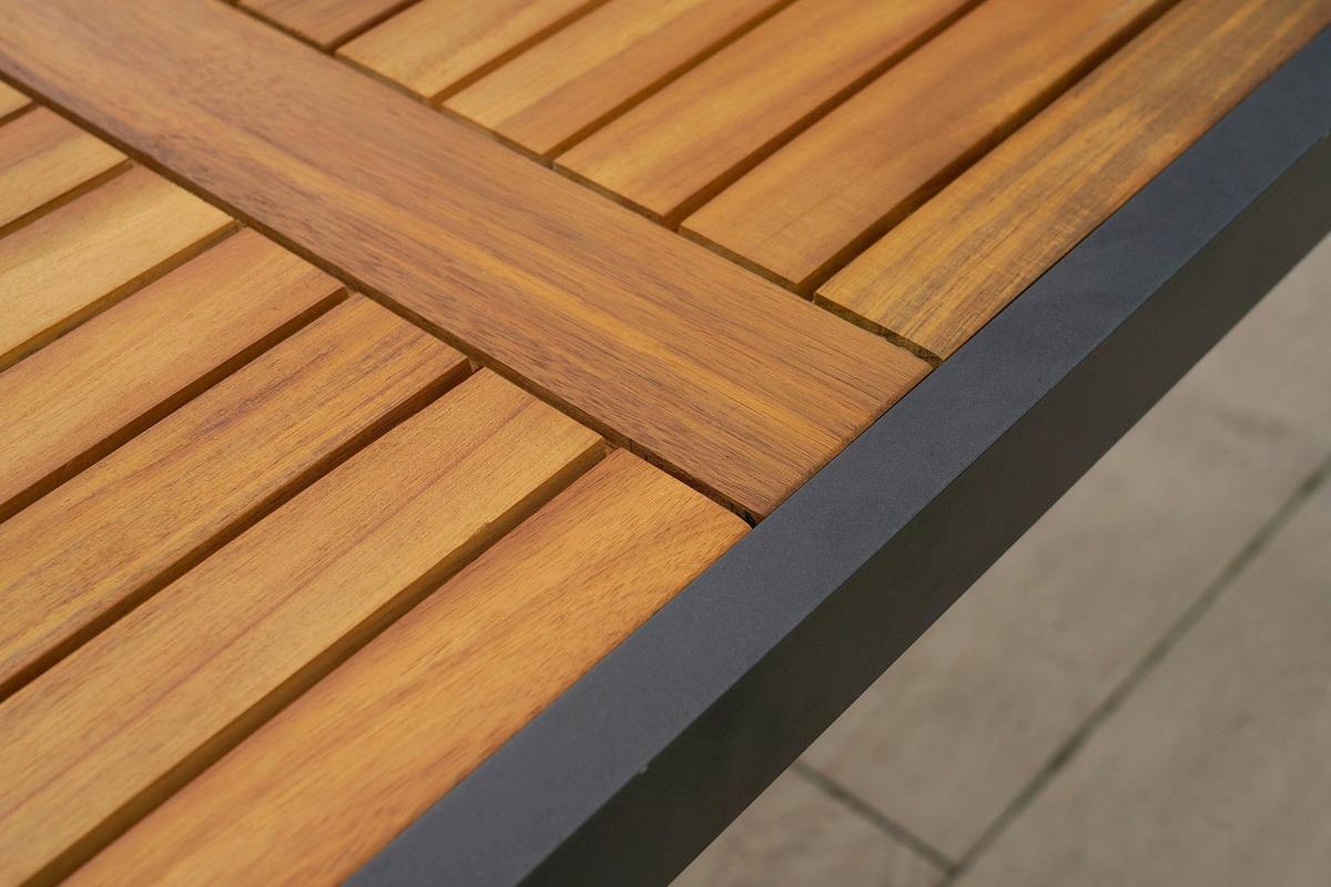Gartentischgruppe Astros 7-tlg. Graphitfarben - Graphitfarben/Naturfarben, KONVENTIONELL, Holz/Kunststoff - Gardenson