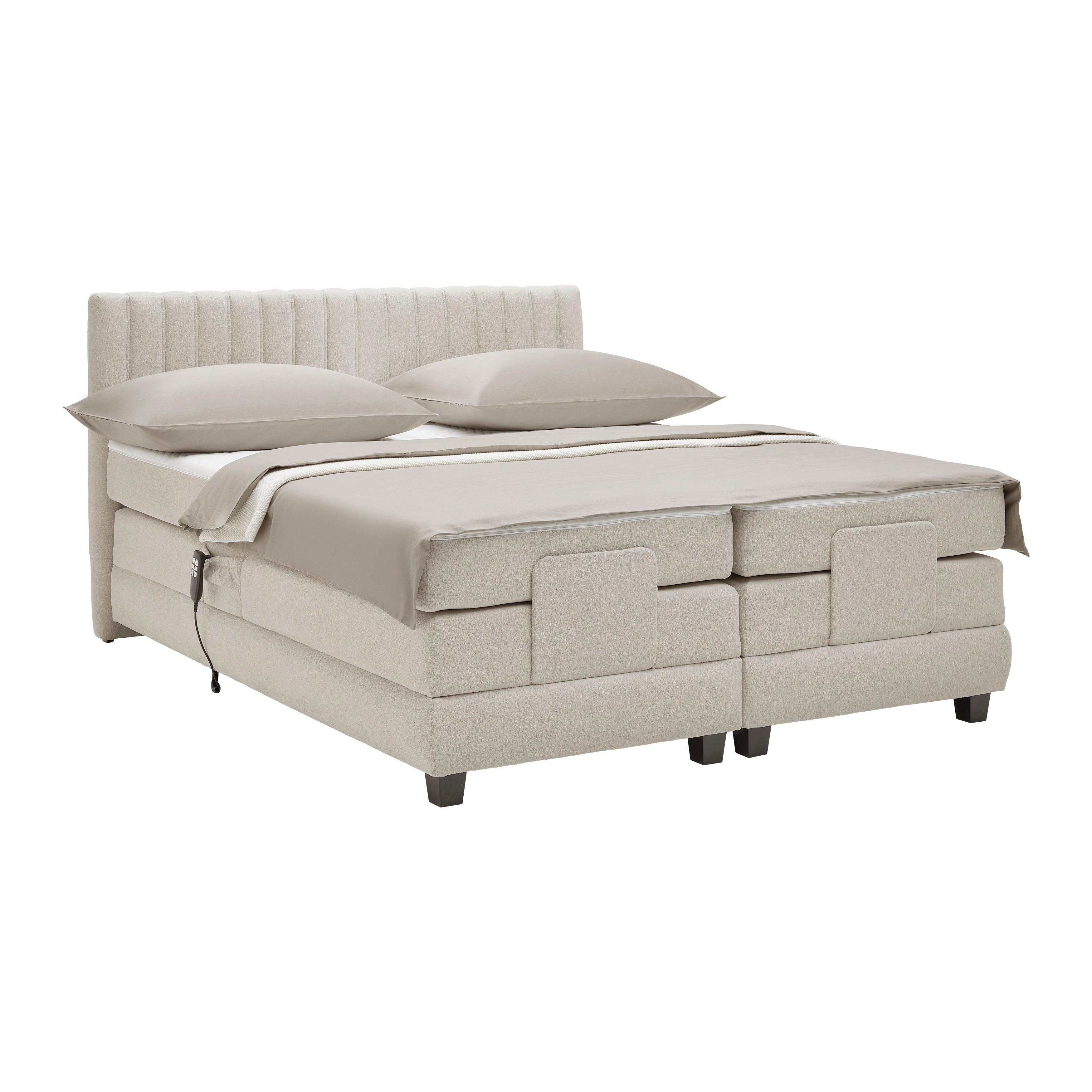 Boxspringbett Dixon Beige ca. 180x200cm - Beige/Schwarz, Konventionell, Holz/Holzwerkstoff (180/200cm) - Premium Living