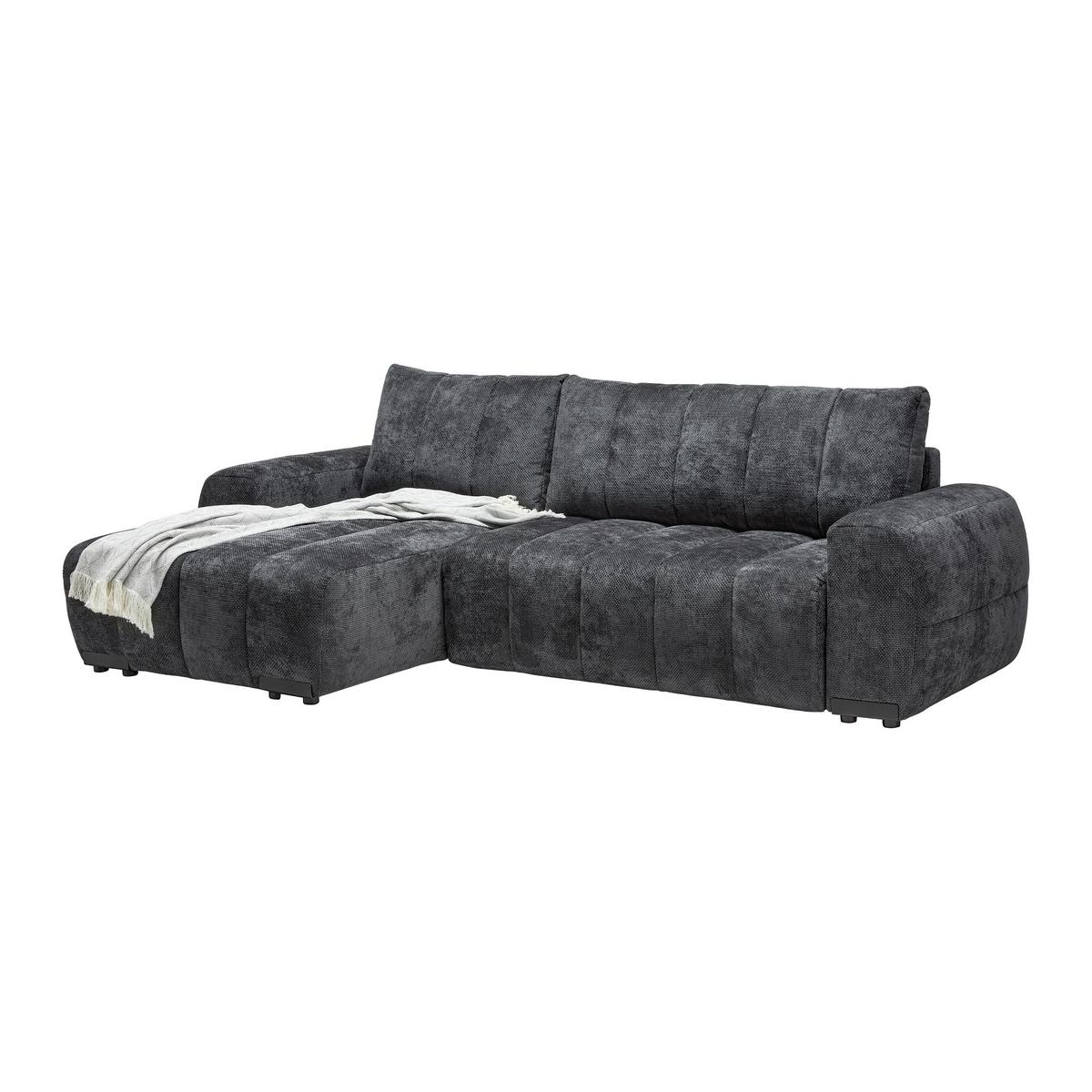 Wohnlandschaft Bolonia Graphitfarben - Schwarz Hochglanz/Graphitfarben, MODERN, Textil/Metall (166/273cm) - Mömax