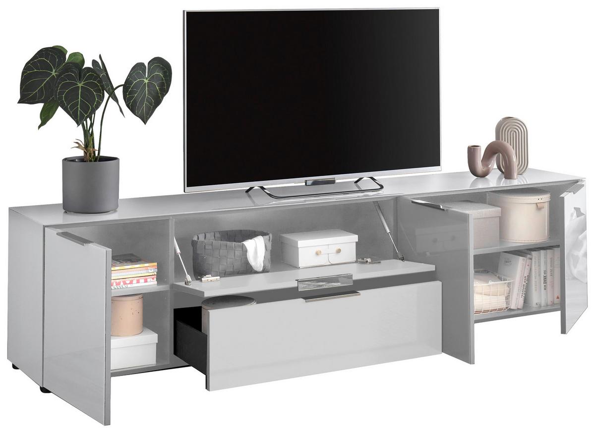 Lowboard Siena Weiss - Chromfarben/Weiss, Modern, Glas/Holzwerkstoff (226/55/40cm) - Mömax