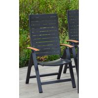 Gartenklappsessel Astros Graphitfarben/Braun - Graphitfarben/Braun, KONVENTIONELL, Kunststoff/Metall (61,5/113/72cm) - Gardenson