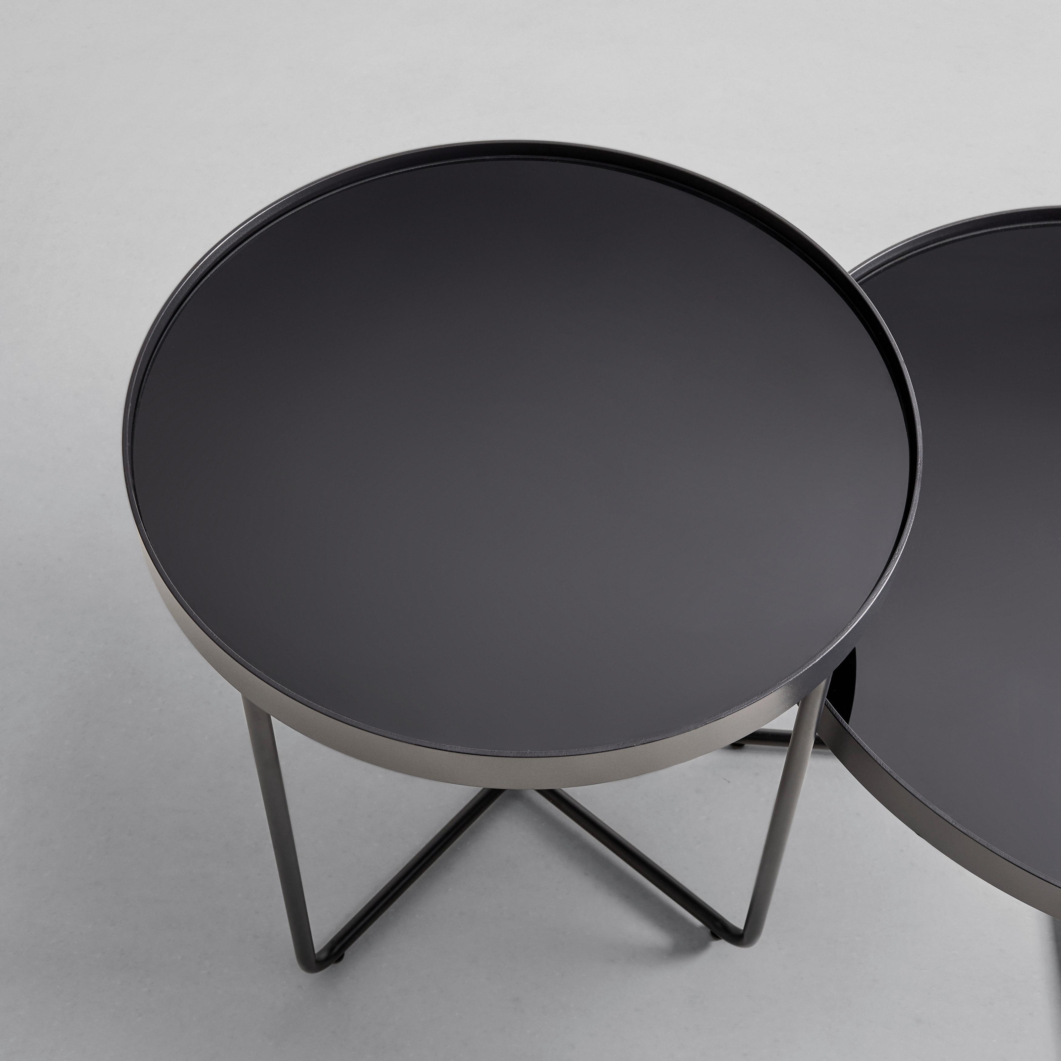 SOFFBORD EMMY - svart, Modern, metall/glas (70/55/40/55cm) - Mömax