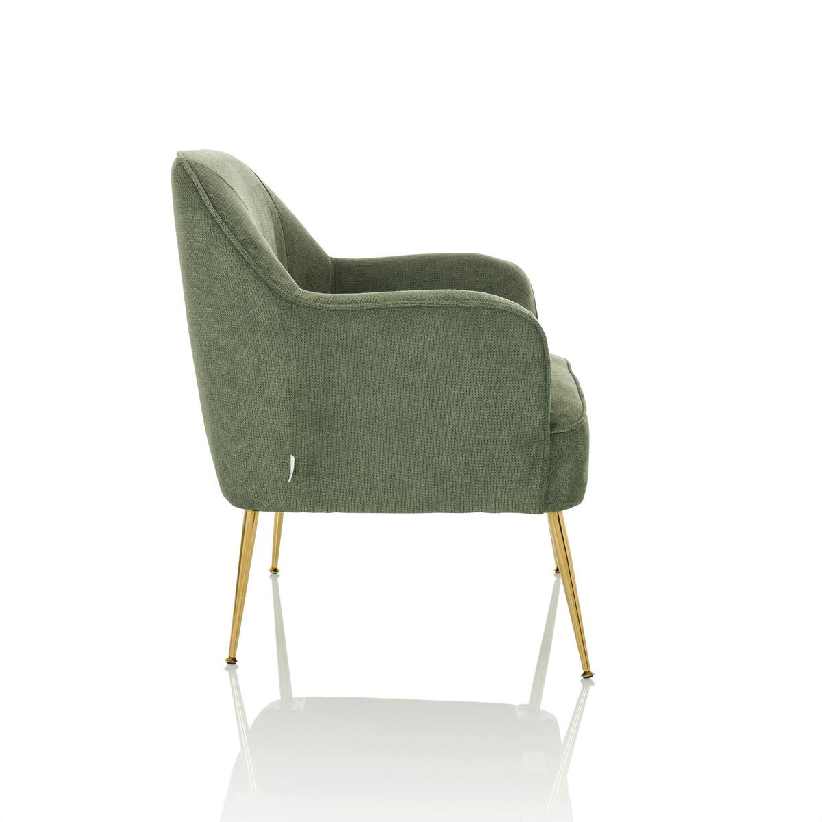 Naslanjač Thassos, Zelena - zelena, Moderno, kovina/tekstil (70/82/66cm) - MID.YOU