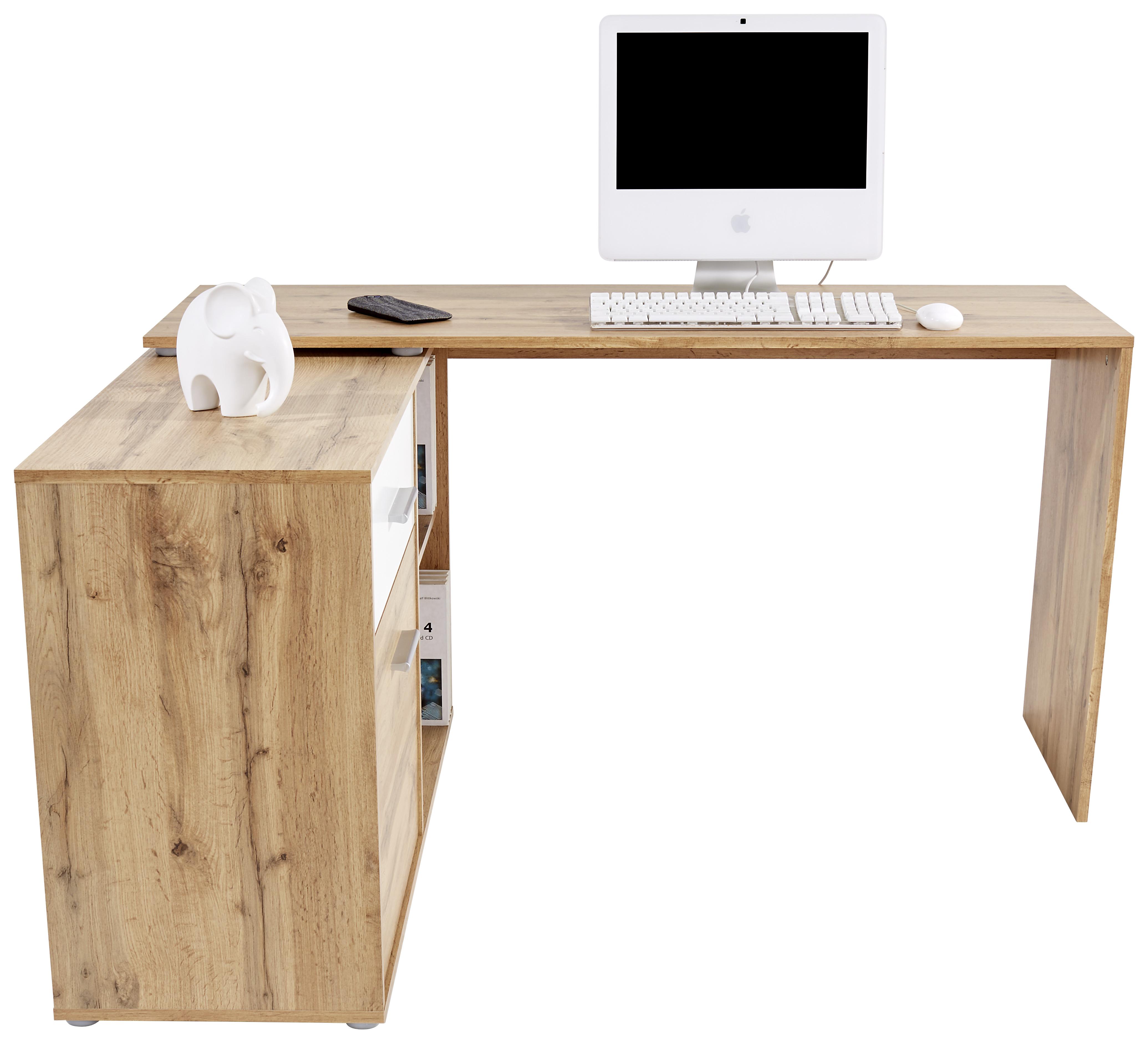 Pisalna Miza Prag 138, Barva Hrasta - barve hrasta/barve aluminija, Moderno, umetna masa/leseni material (138/74/50cm) - Mömax
