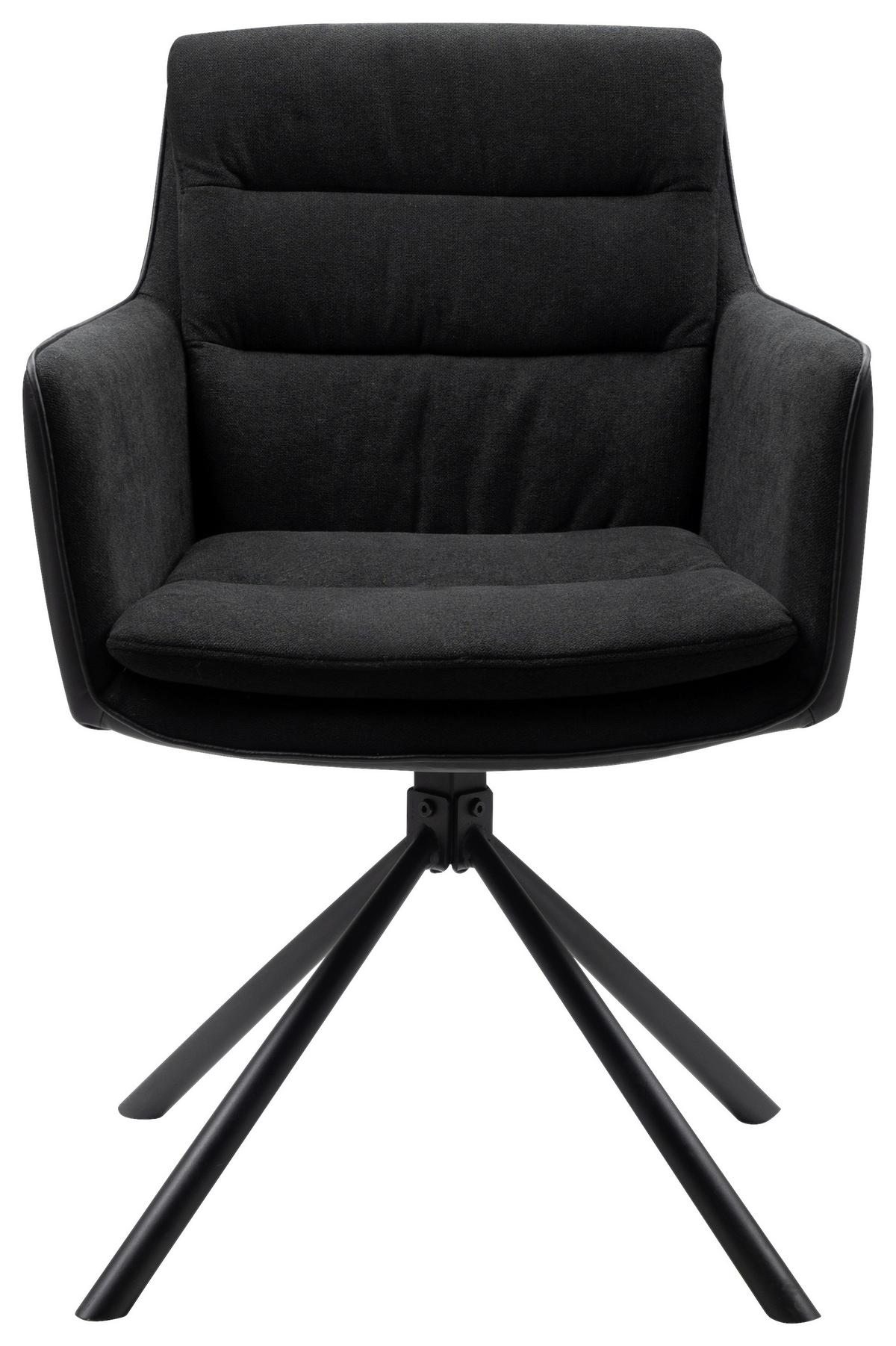 KRZESŁO Z PODŁOKIETNIKAMI LOGAN 70A - antracytowy/czarny, Konventionell, materiał drewnopochodny/metal (59/88/63cm) - MID.YOU