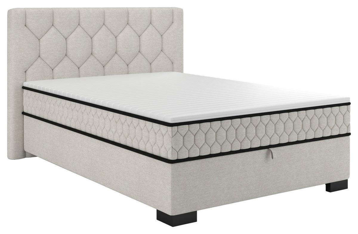 Boxbett Maya D Beige ca. 140x200cm - Beige/Schwarz, KONVENTIONELL, Holz/Holzwerkstoff (140/200cm) - Mömax