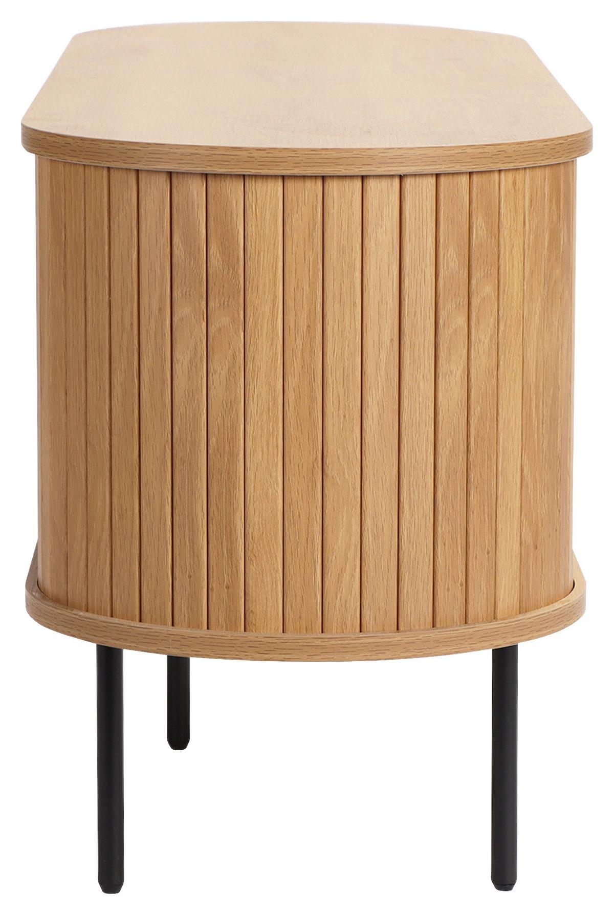 KOMODA NISKA GINI - kolor dębowy/czarny, Design, materiał drewnopochodny/metal (120/55/40cm) - Xora