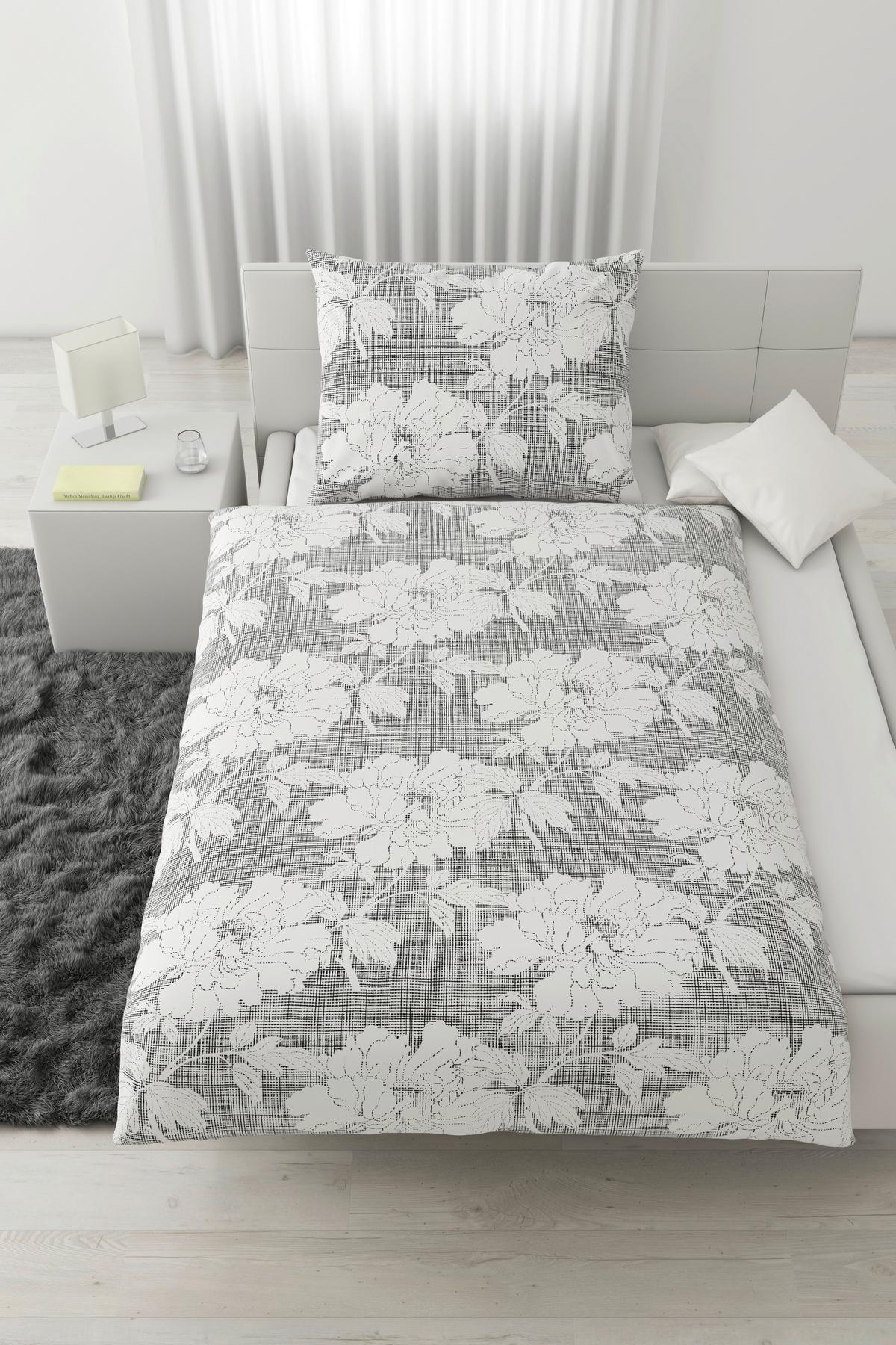 BETTWÄSCHESET GUNDI - Weiss/Schwarz, Romantik / Landhaus, Textil (160/210cm) - Mömax