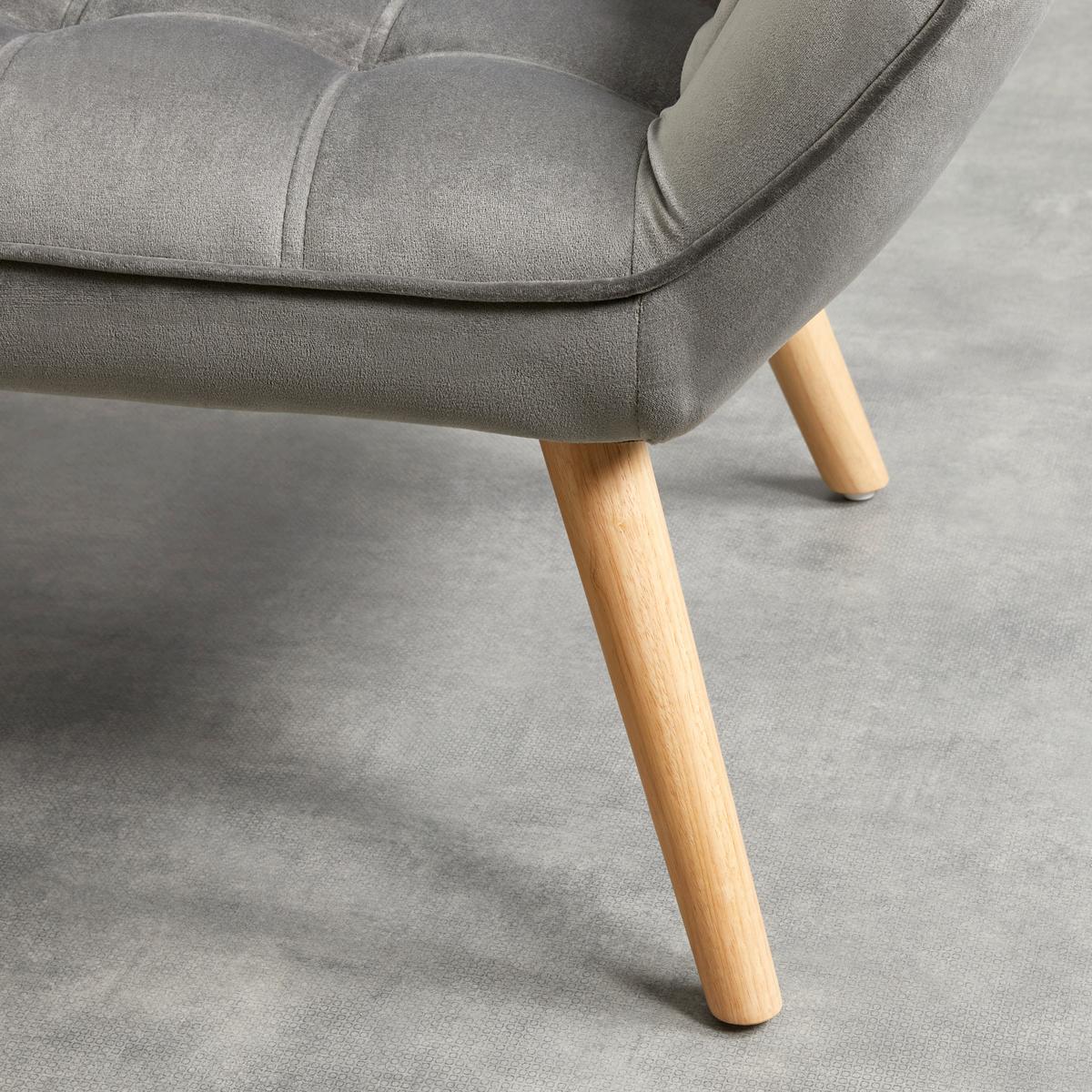 Dvosed Monique, Temno Siva, Žamet - temno siva, Moderno, tekstil/les (127/76/74,5cm) - Bessagi Home