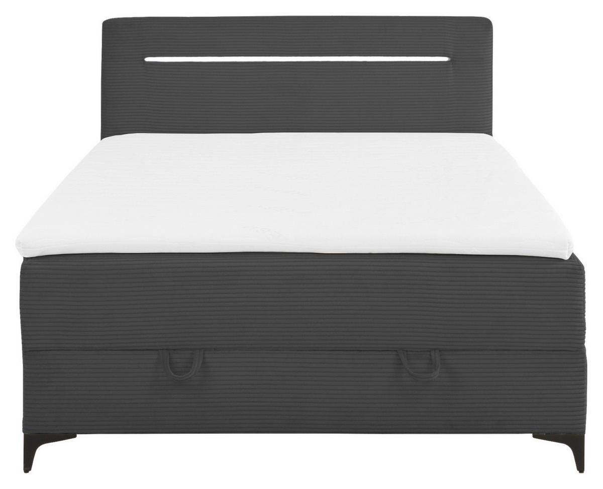 Boxbett Jerry Dunkelgrau ca. 100x200cm - Dunkelgrau/Schwarz, KONVENTIONELL, Textil (100/200cm) - Mömax