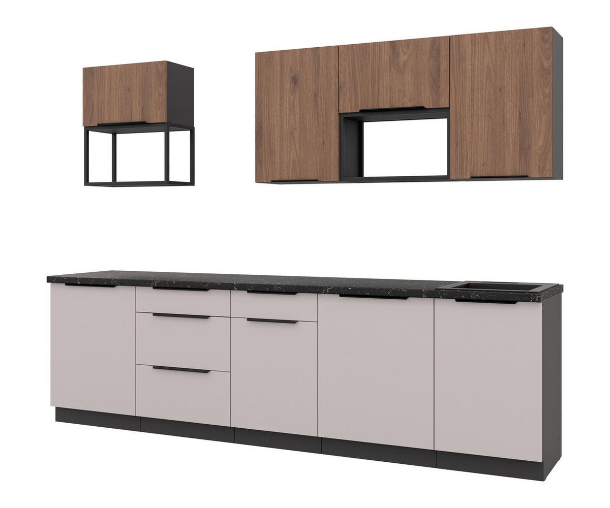 Blok Kuhinja Arona/monza - kašmir/boja orahovog drveta, Moderno, metal/pločasti materijal (280/210/60cm) - Modern Living