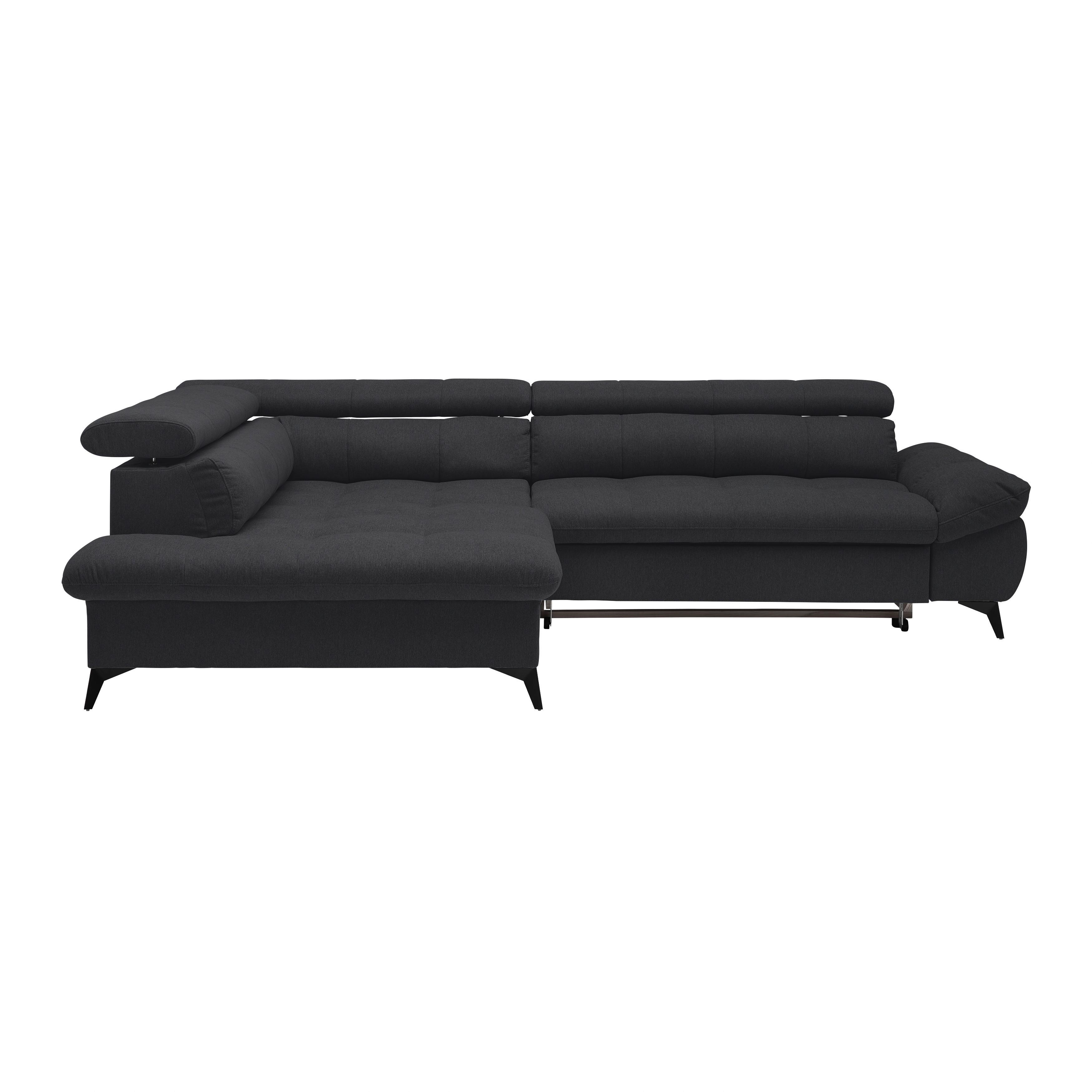 Wohnlandschaft Alberto Schwarz - Schwarz, MODERN, Textil/Metall (201/296cm) - Mömax