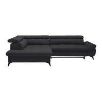 Wohnlandschaft Alberto Schwarz - Schwarz, MODERN, Textil/Metall (201/296cm) - Mömax