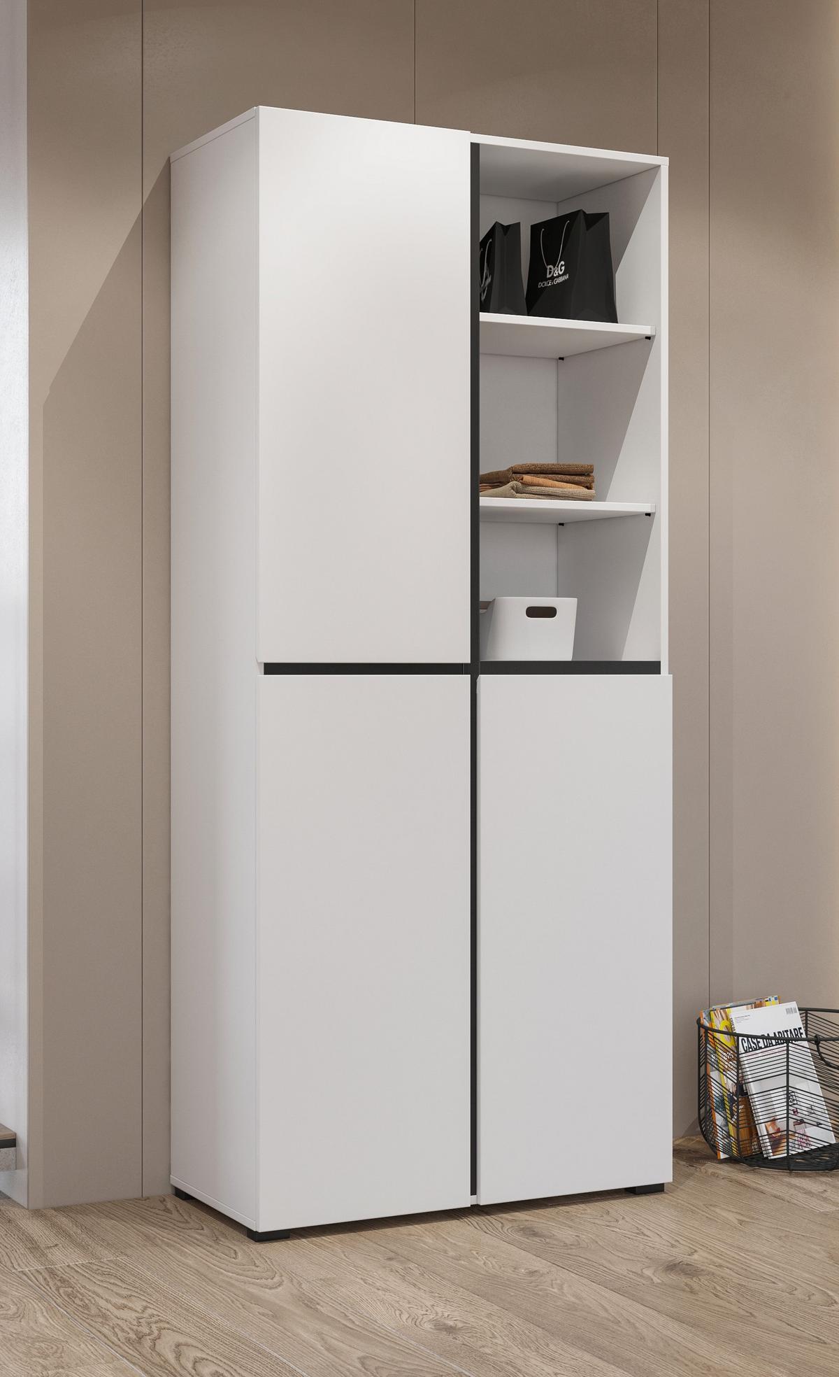 Előszobaszekrény Cross - fekete/fehér, Modern, faalapú anyag (79/183/40cm)