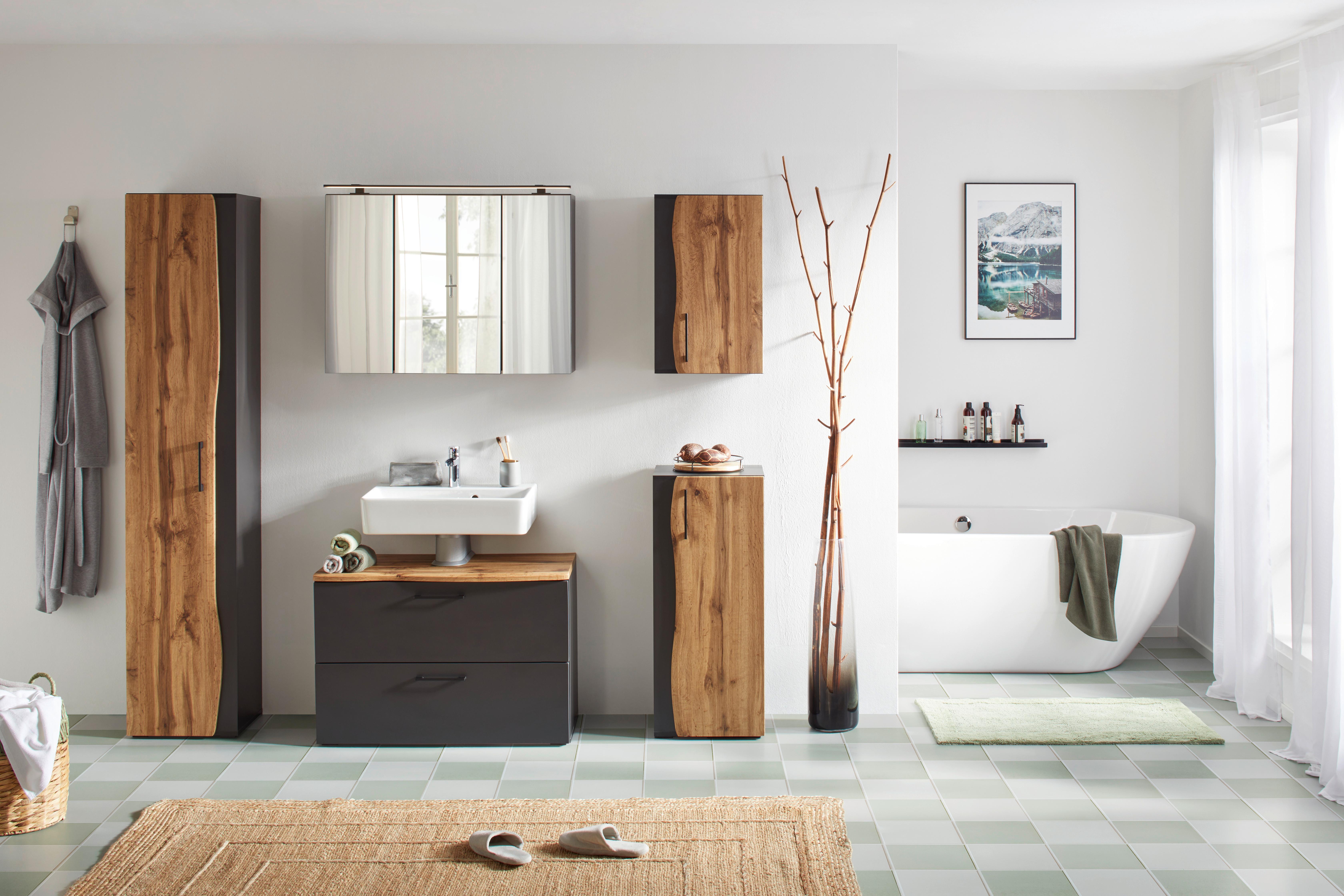 SPEGELSKÅP TIMBER -EXKLUSIV- - Modern, metall/trämaterial (90/65/20cm) - Premium Living