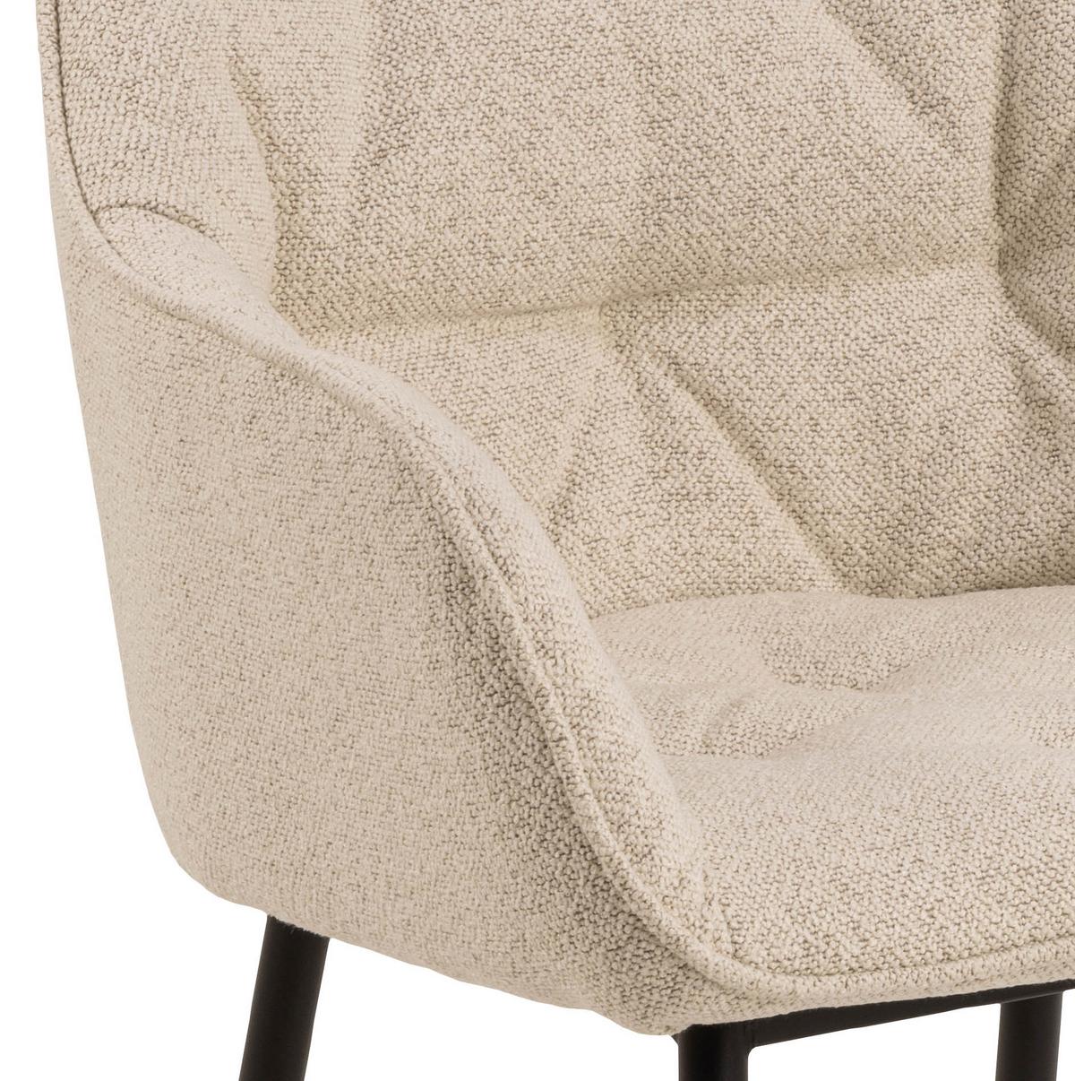 KRZESŁO Z PODŁOKIETNIKAMI BROOKE - kremowy/czarny, Trend, metal/tkanina (58/83/55cm) - MID.YOU