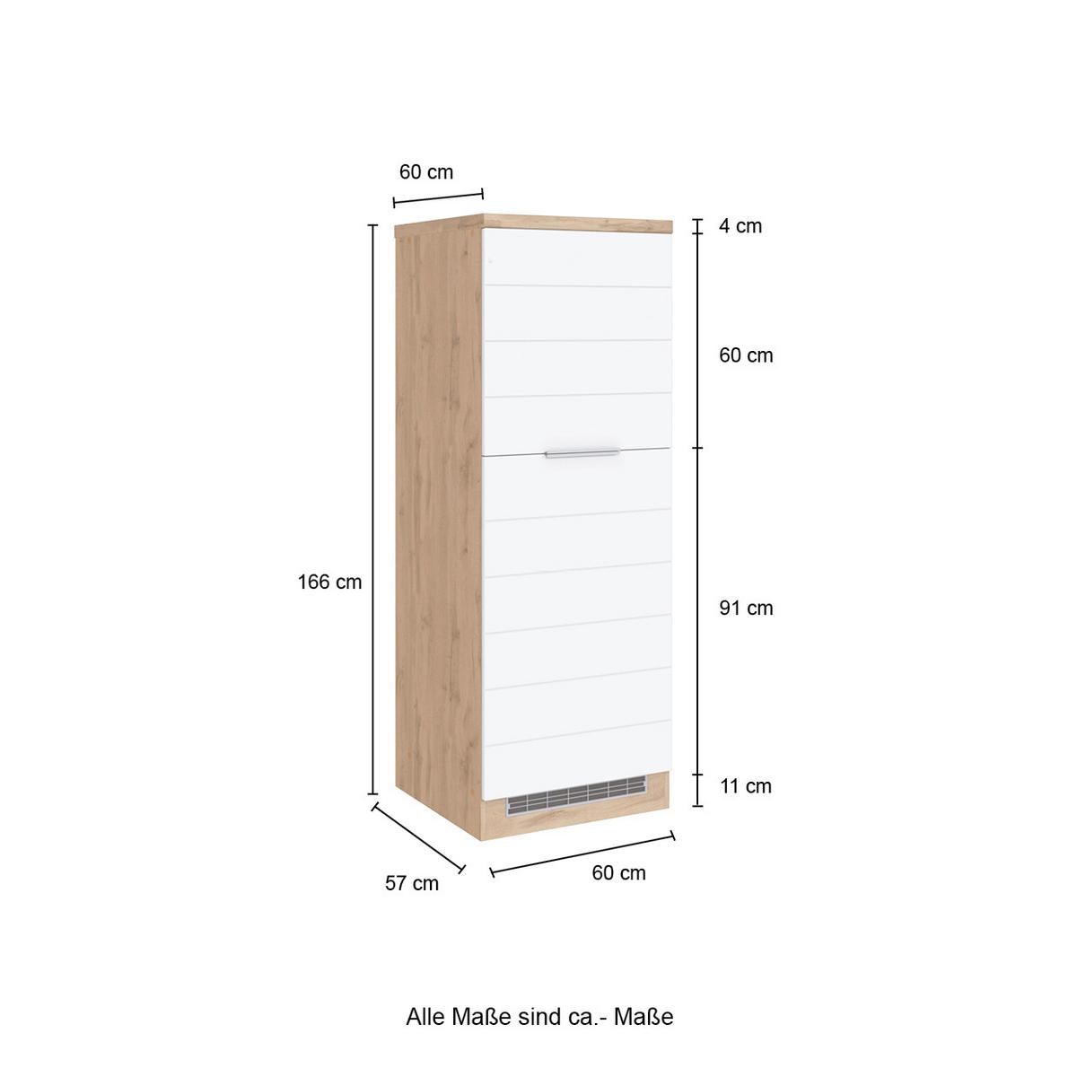 Backofen-/Kühlschrank Umbauschrank Florenz ca. 60 cm - Eiche Wotan/Grau, Design, Holzwerkstoff/Metall (60/166/60cm) - Held