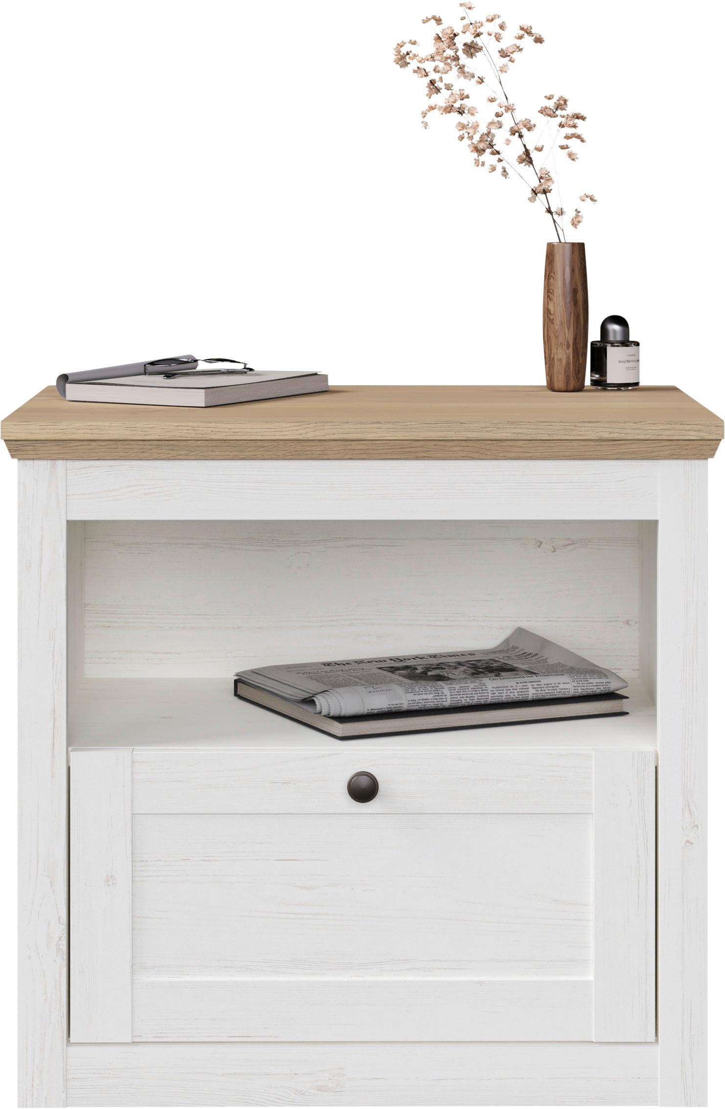 SÄNGBORD KORSIKA -EXKLUSIV- - svart/ekfärgad, Romantik / Lanthus, metall/trämaterial (58/56,1/38cm) - Mömax