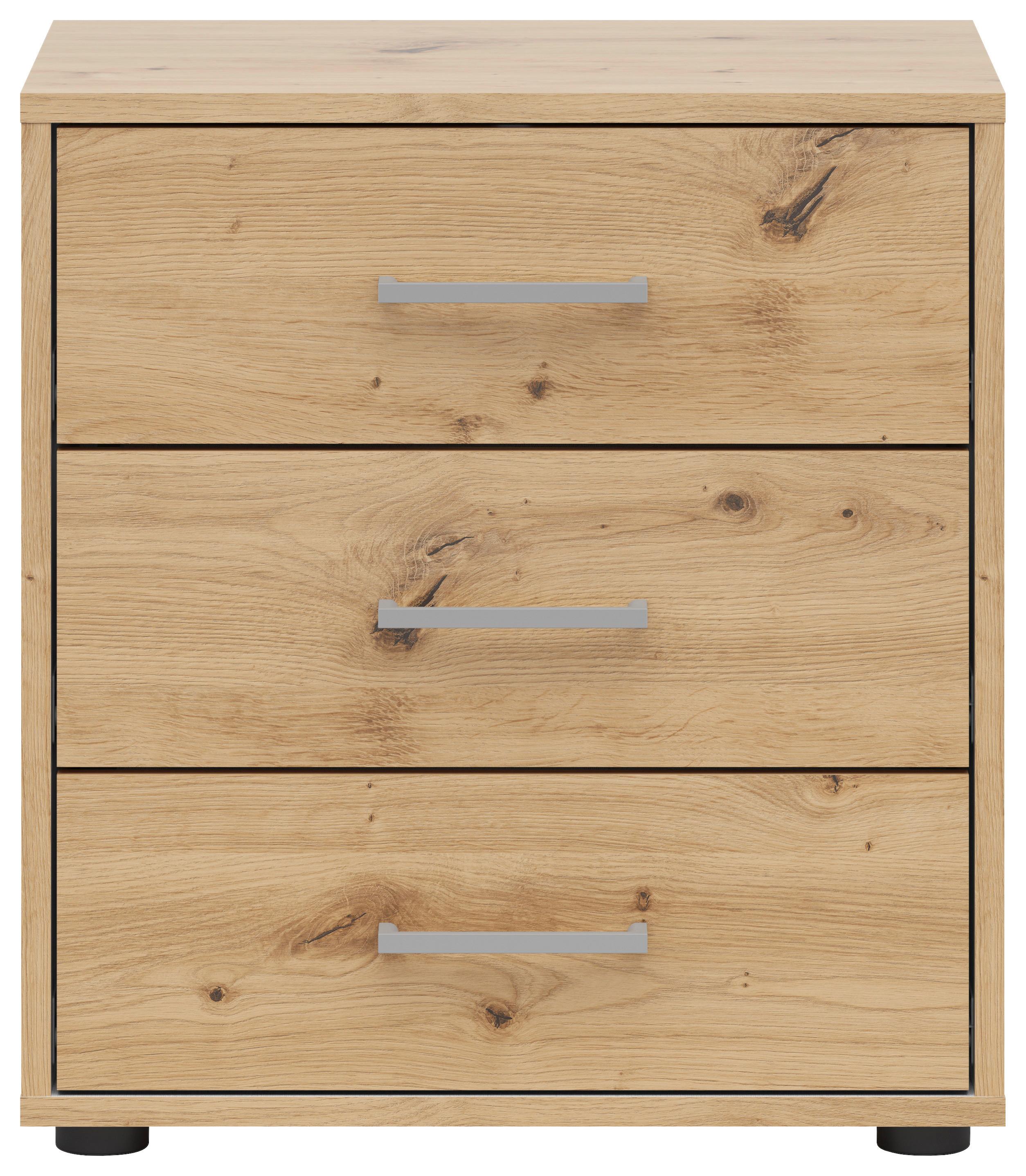 Noptieră SMART 3 - alb/stejar Artisan, Konventionell, material pe bază de lemn (50/54/35cm)